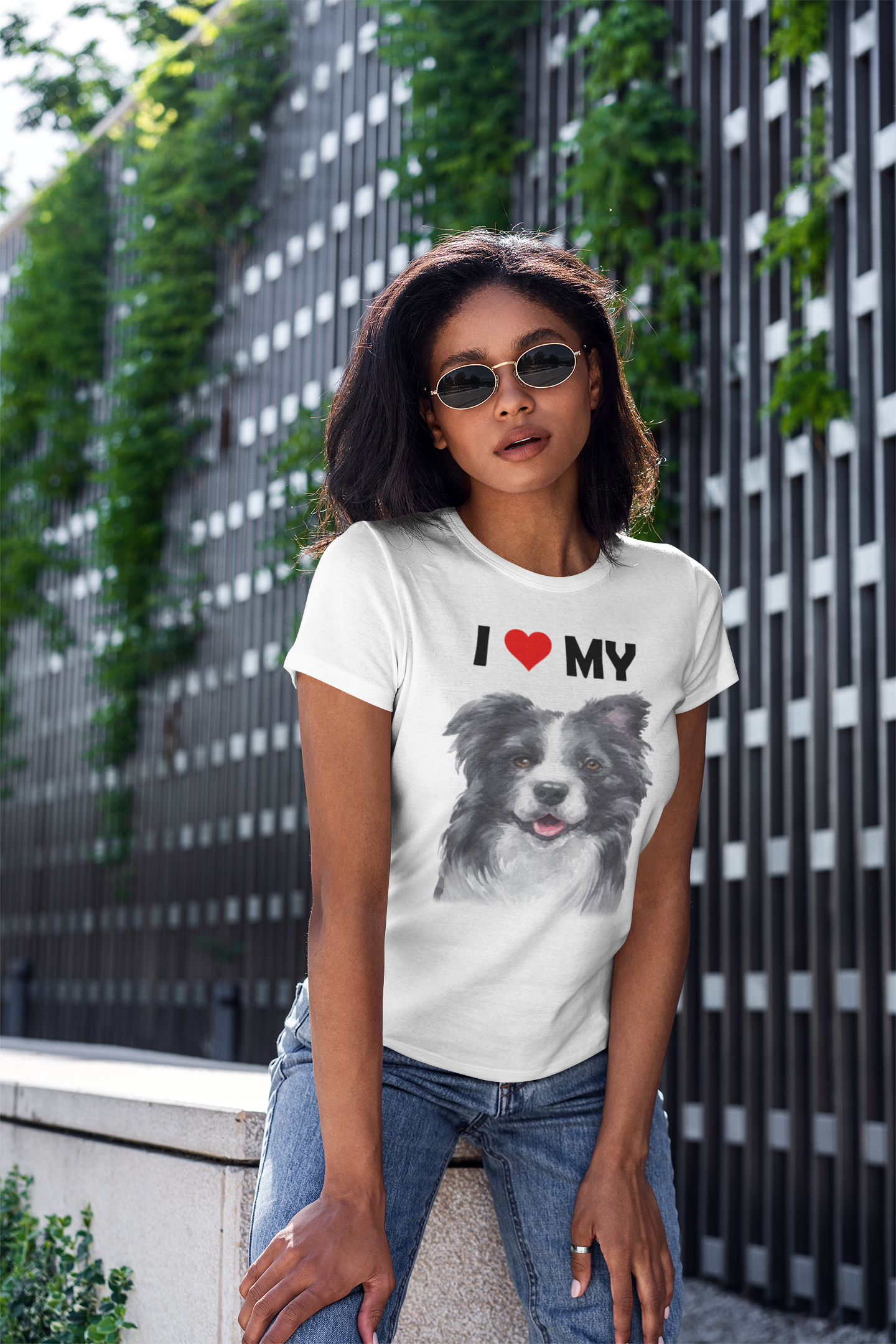 I Love My Border Collie - Women's Cotton T-Shirt