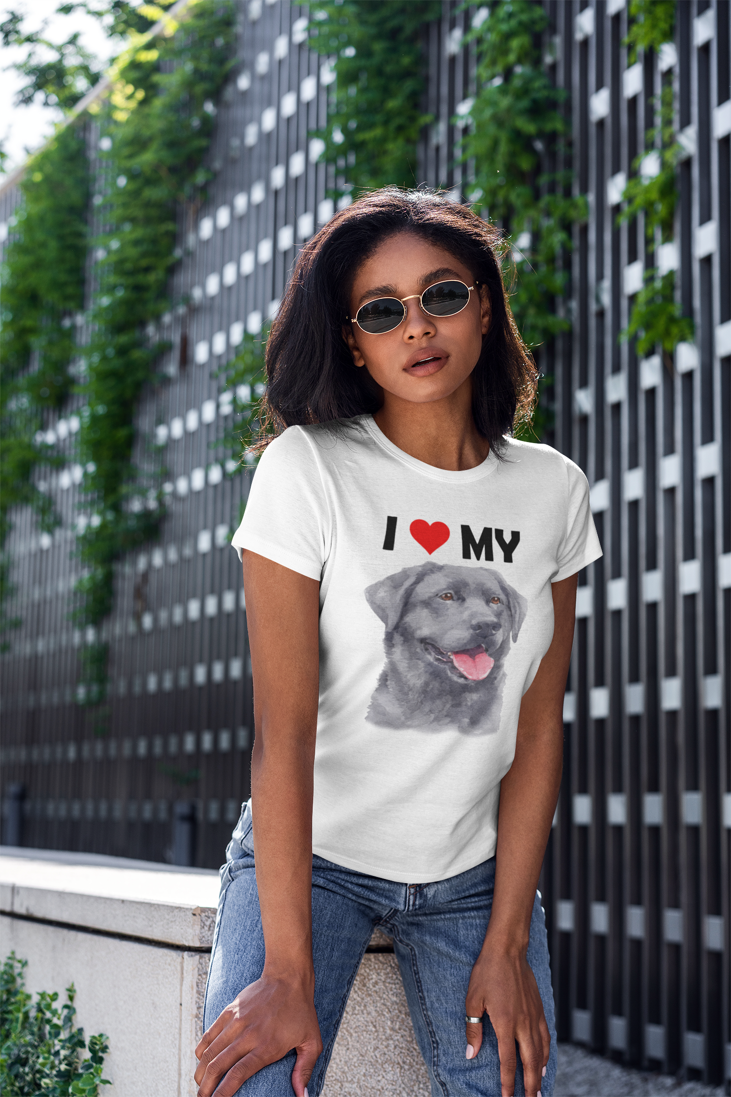 I Love My Black Labrador - Women's Cotton T-Shirt