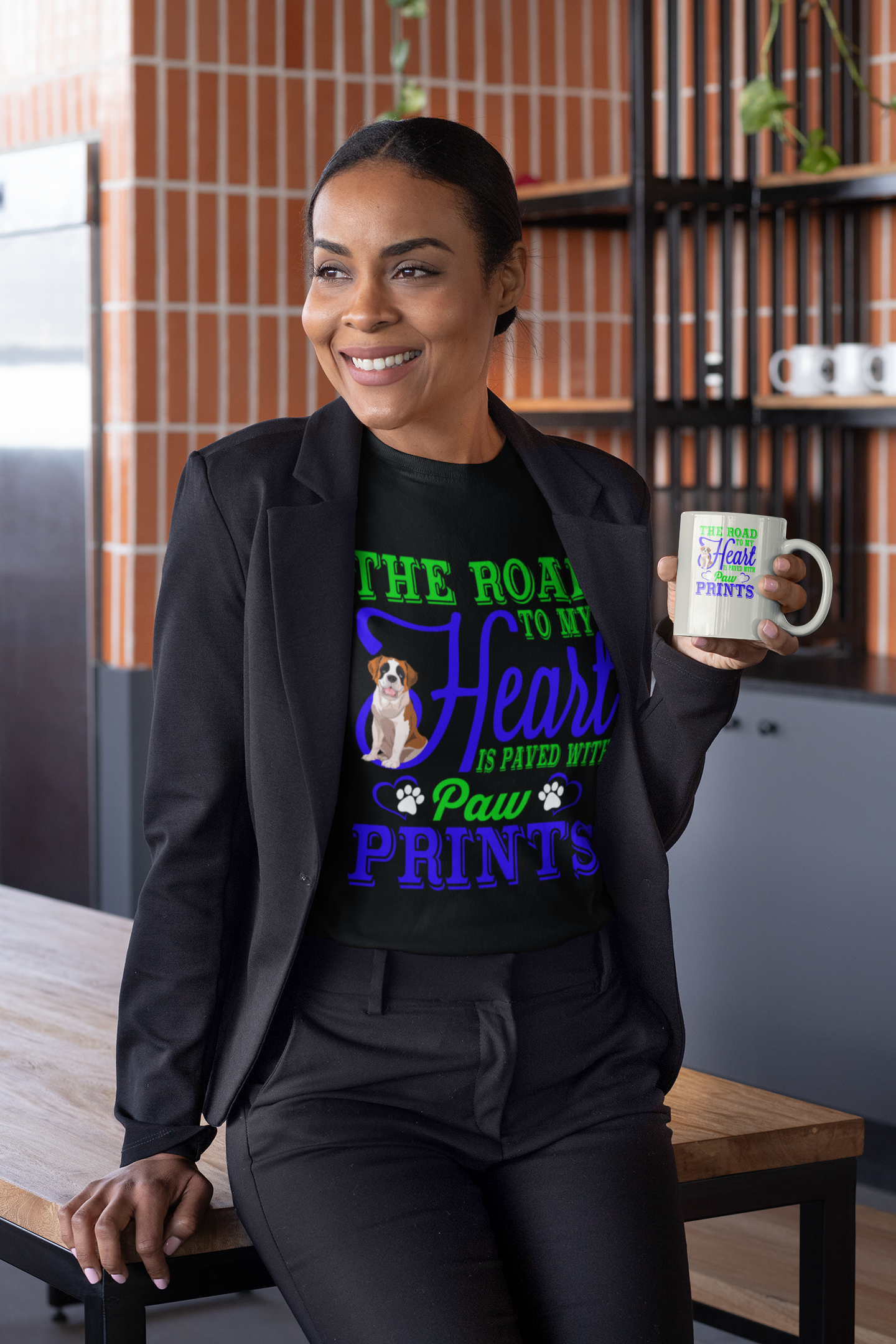 The Road to My Heart Is Paved With Paw Prints - Cotton T-Shirt
