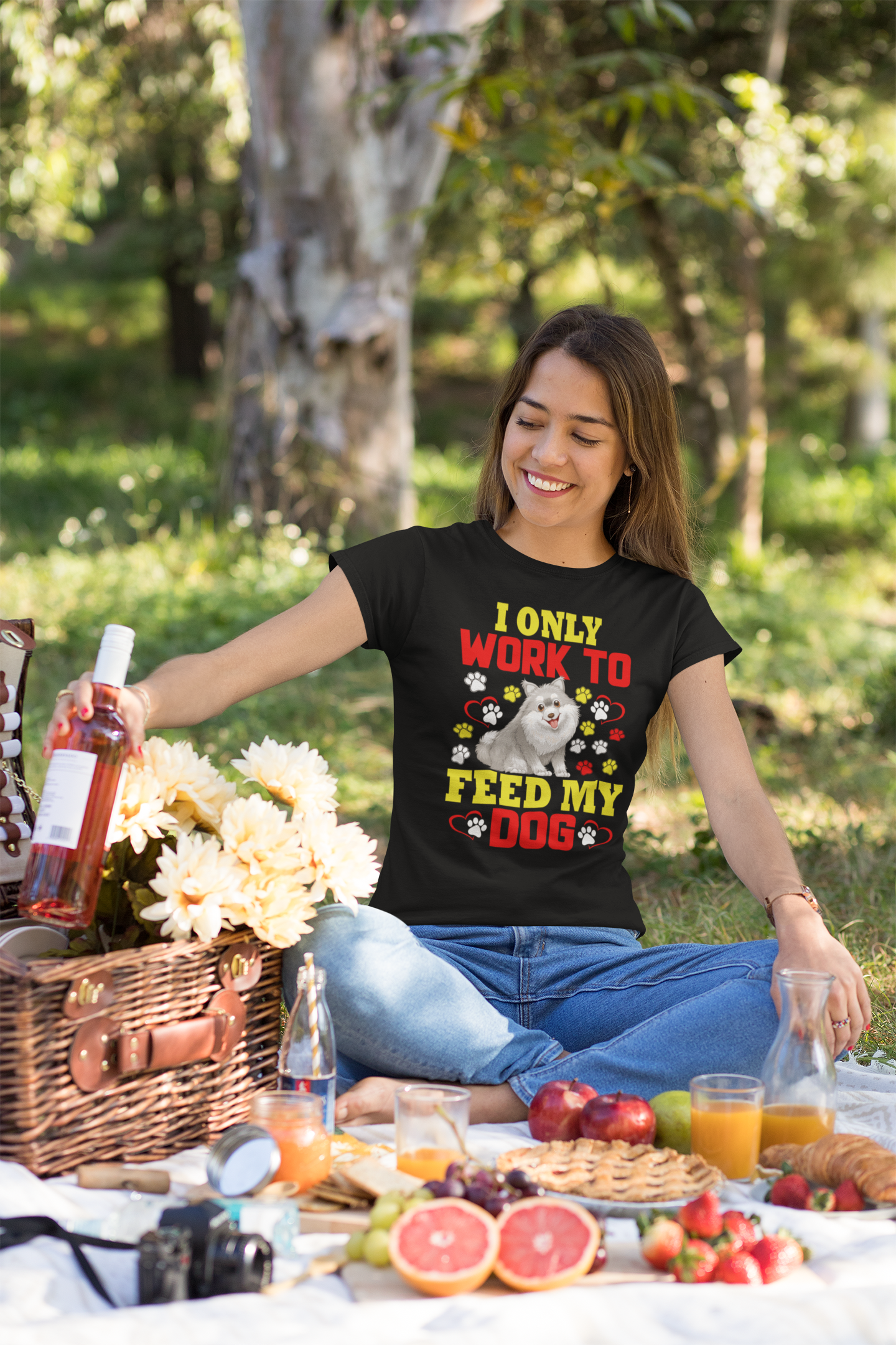 I Only Work to Feed My Dog - Women's Cotton T-Shirt