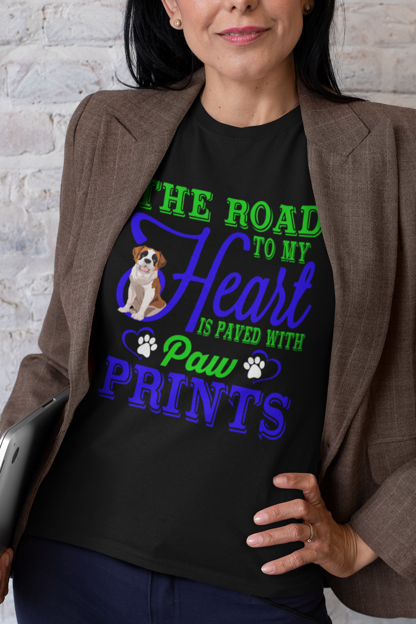 The Road to My Heart Is Paved With Paw Prints - Cotton T-Shirt