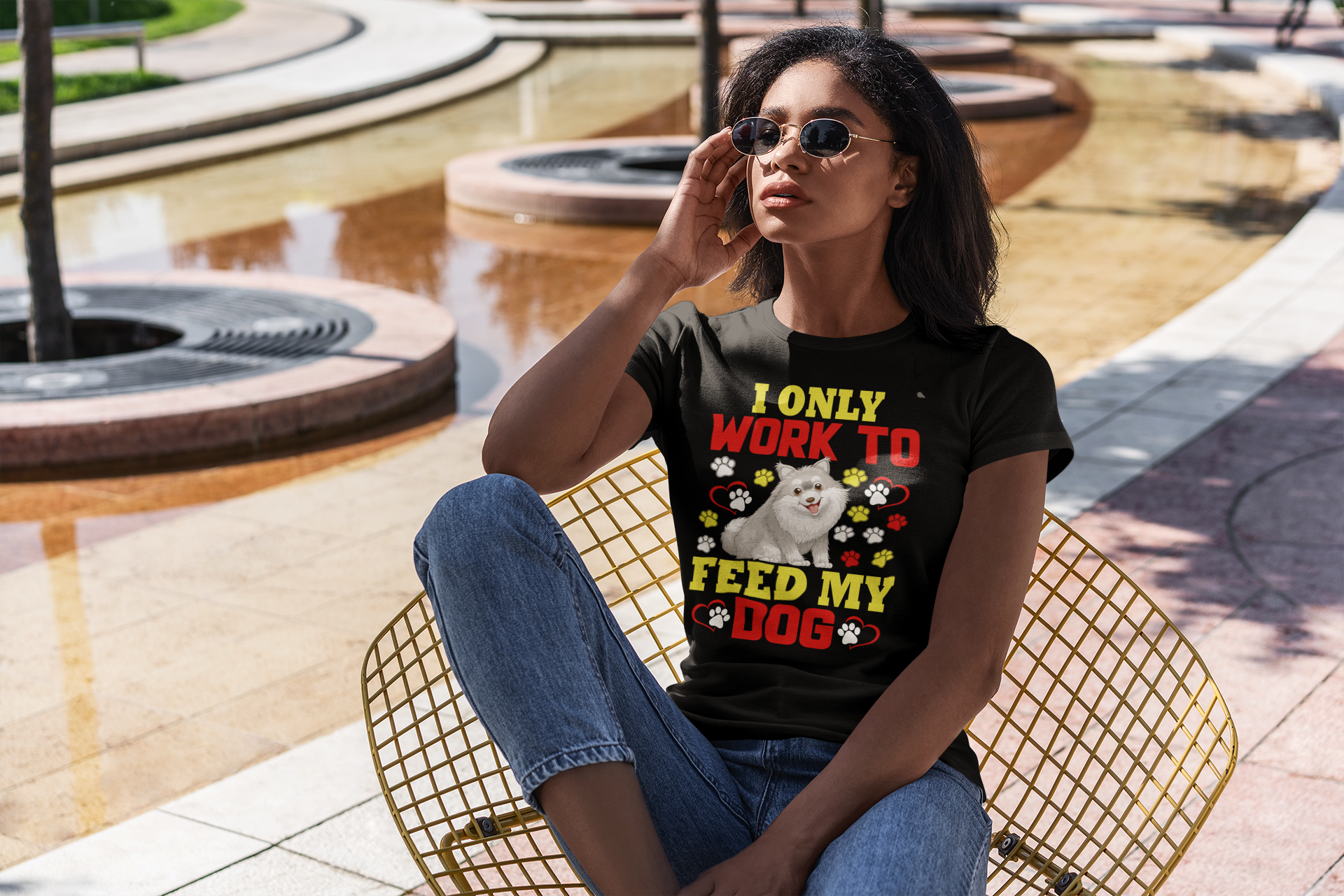 I Only Work to Feed My Dog - Women's Cotton T-Shirt