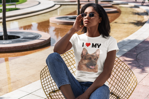 Image of I Love My German Shepherd - Women's Cotton T-Shirt