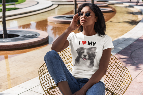 Image of I Love My Border Collie - Women's Cotton T-Shirt