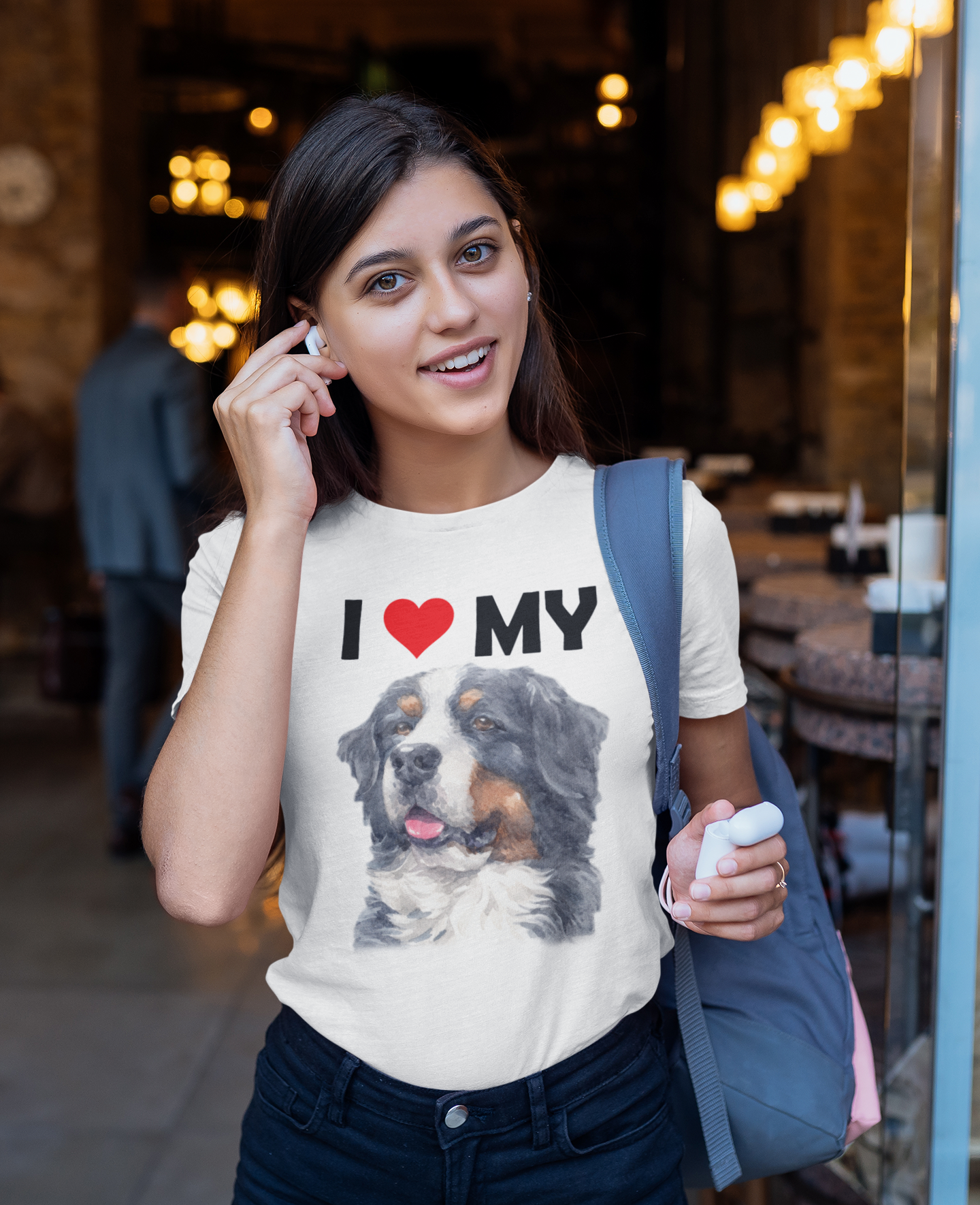I Love My Bernese Mountain Dog - Cotton T-Shirt