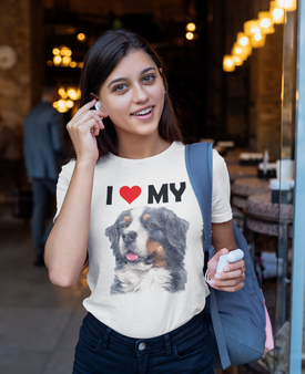 I Love My Bernese Mountain Dog - Cotton T-Shirt