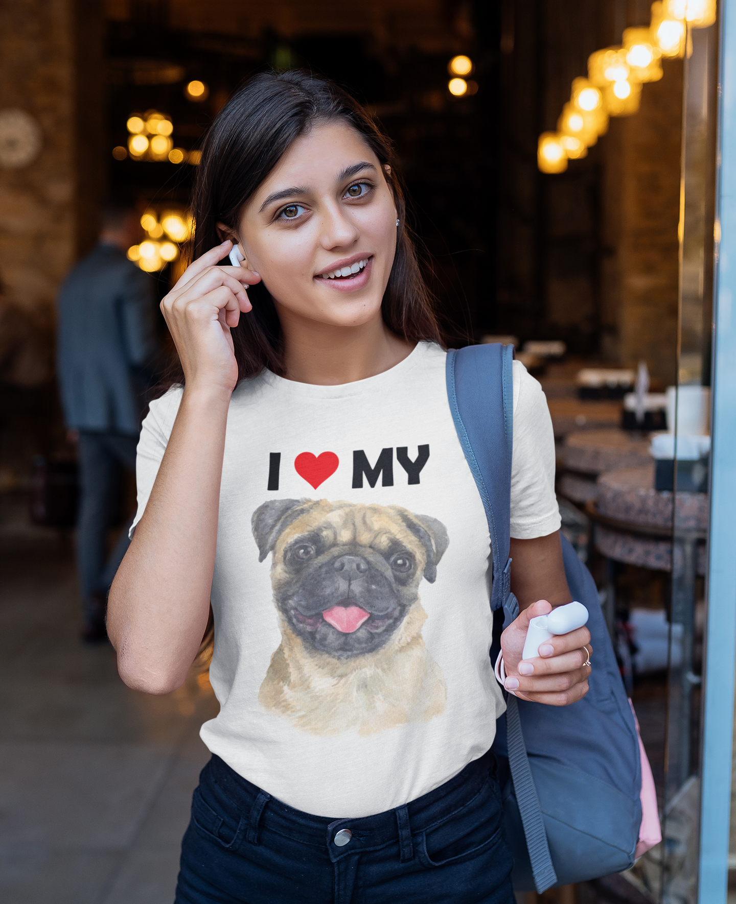 I Love My Pug - Cotton T-Shirt