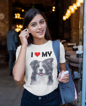 I Love My Border Collie - Cotton T-Shirt