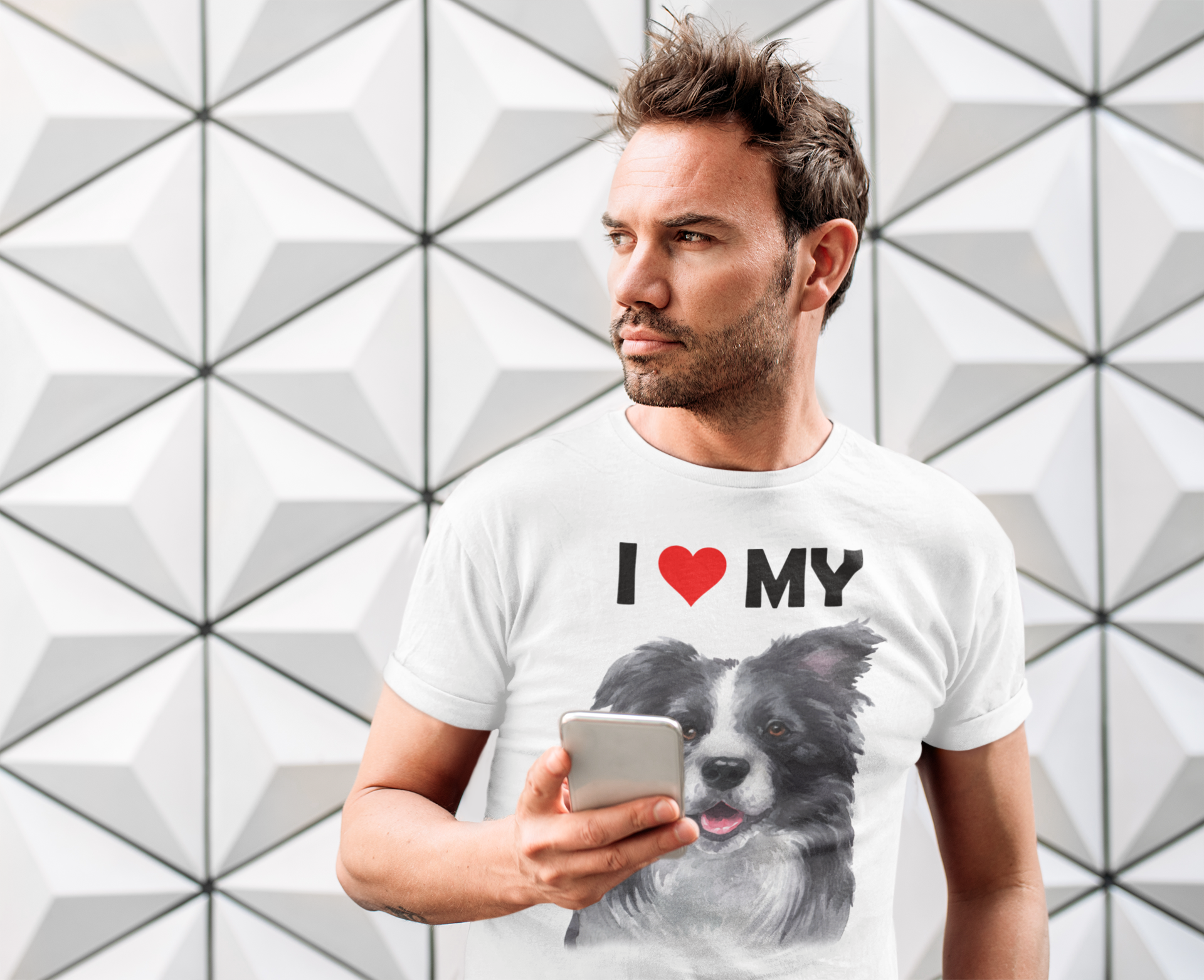 I Love My Border Collie - Cotton T-Shirt