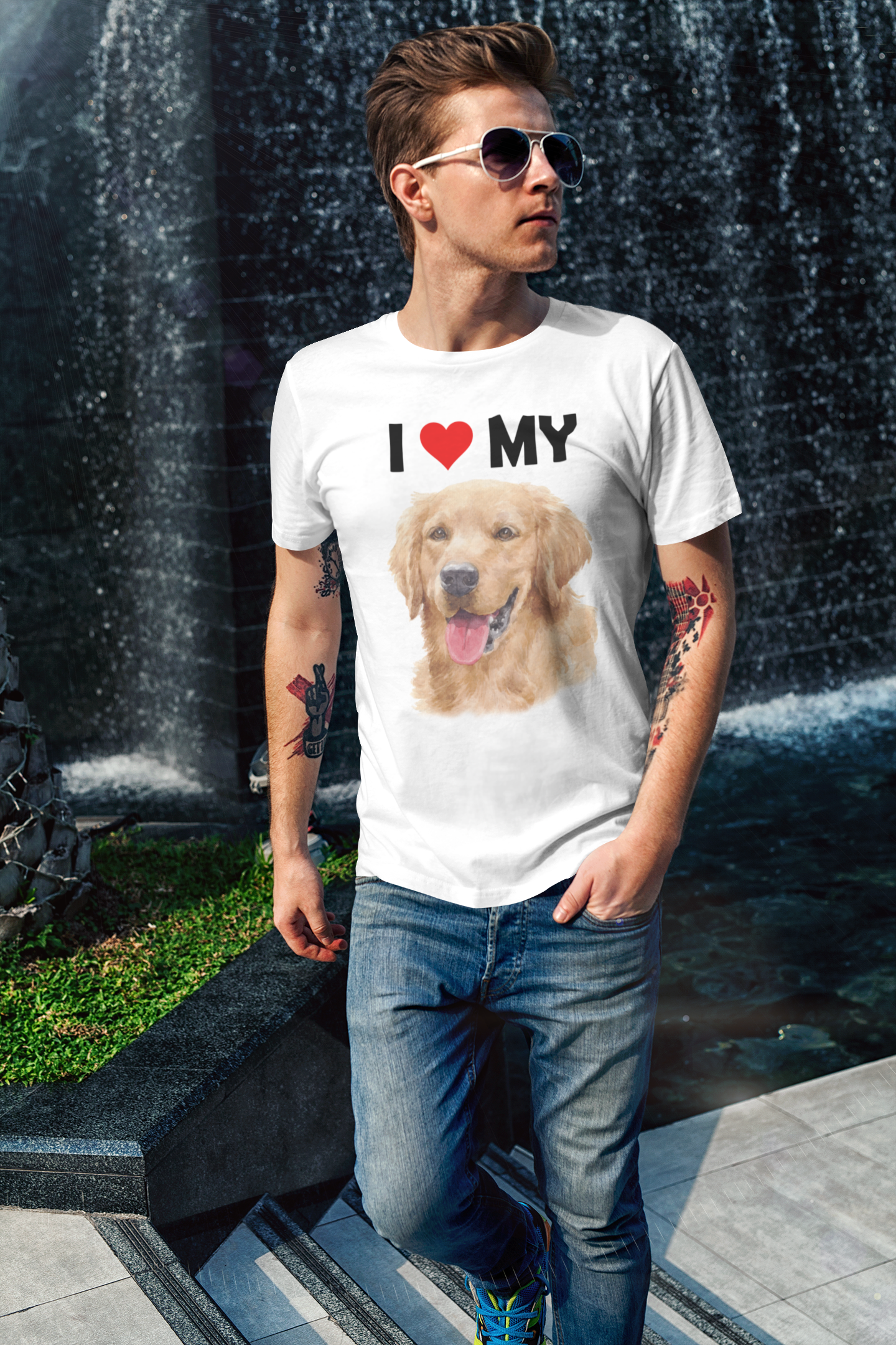 I Love My Golden Retriever -  Cotton T-Shirt