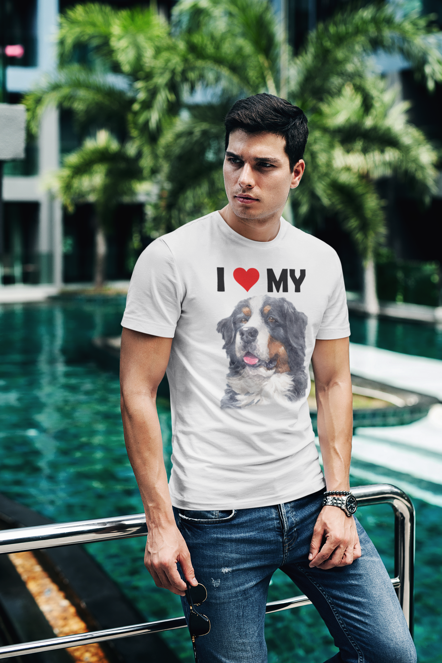 I Love My Bernese Mountain Dog - Cotton T-Shirt