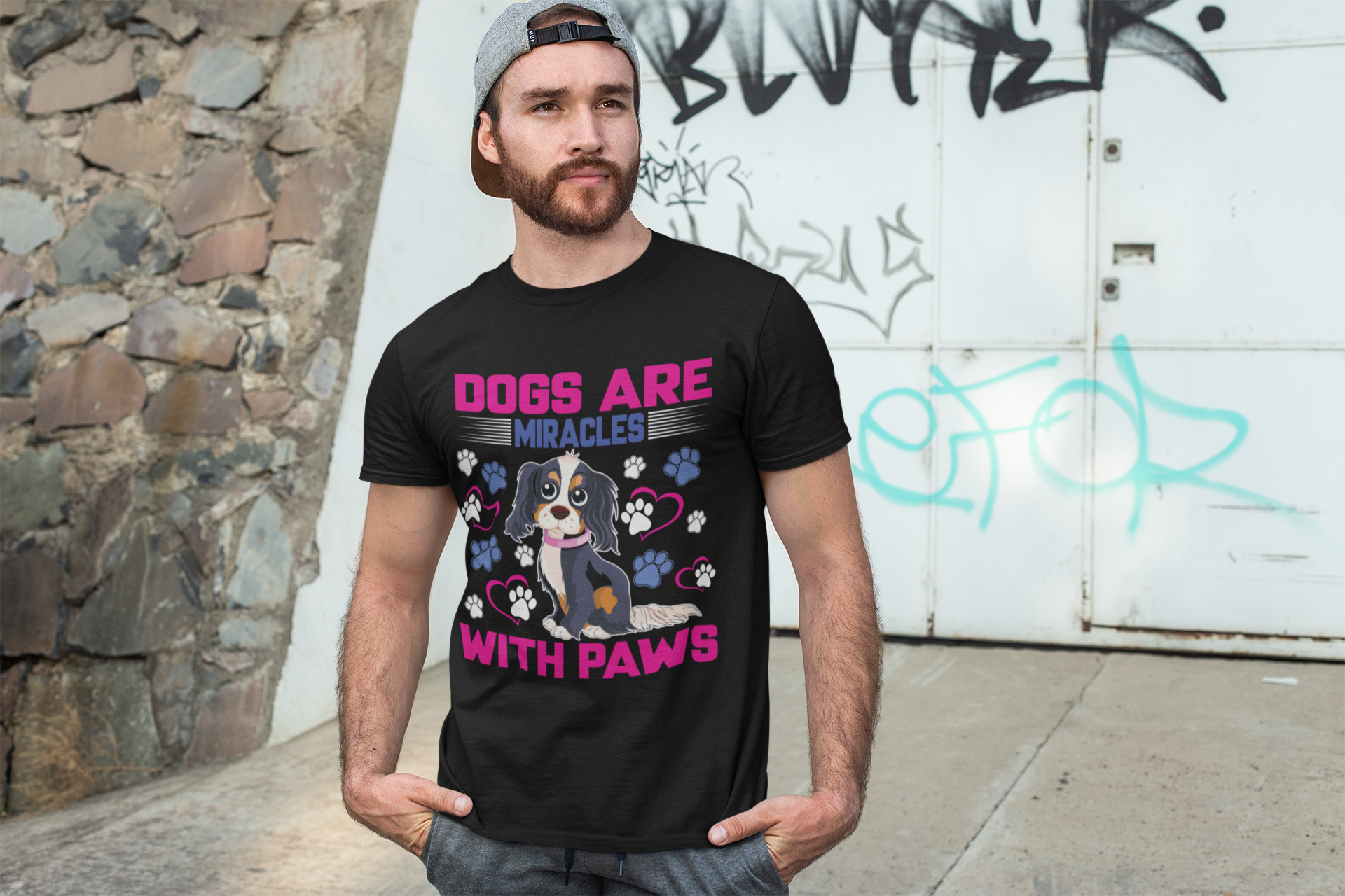 Dogs Are Miracles With Paws - Cotton T-Shirt