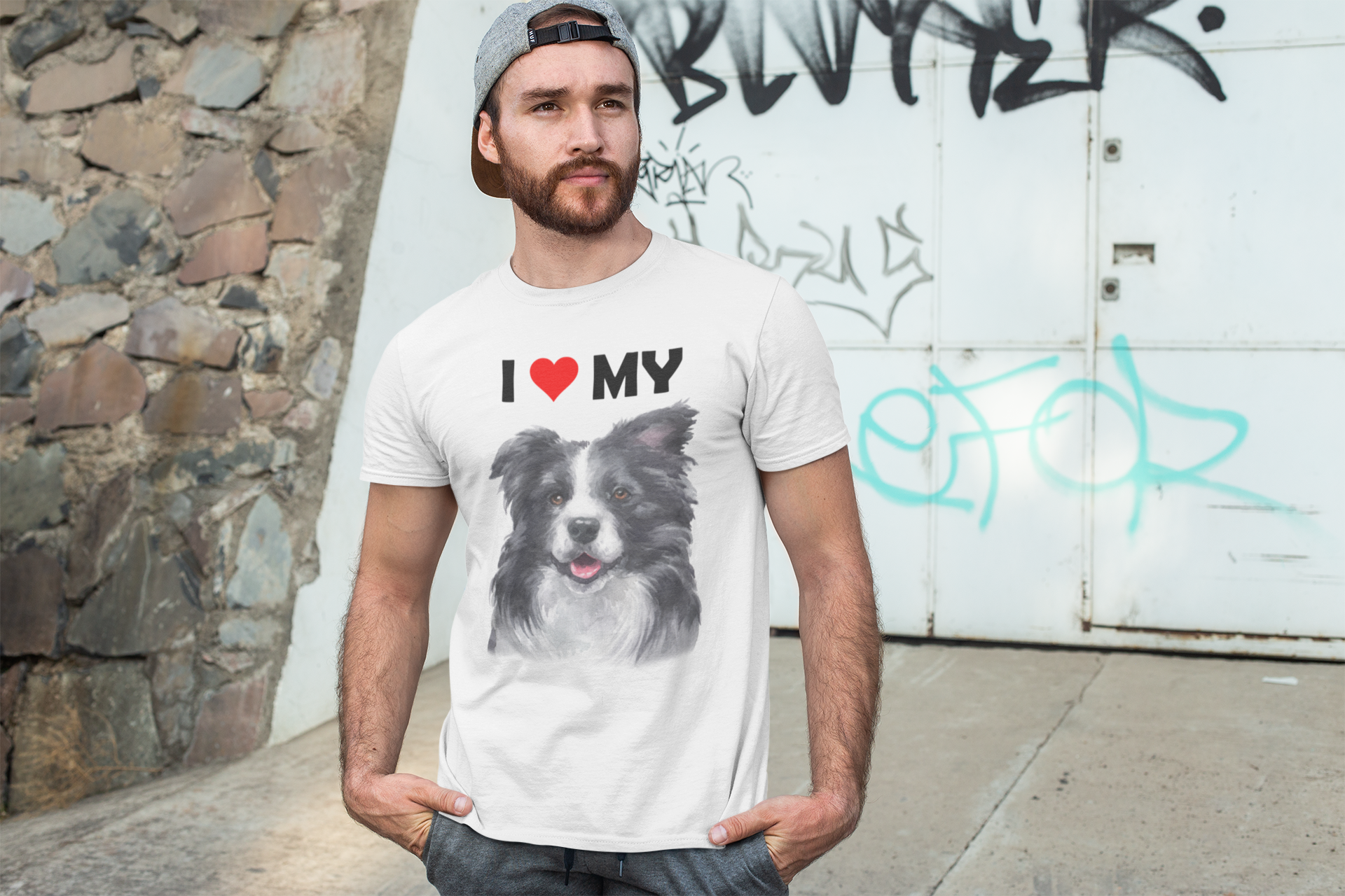 I Love My Border Collie - Cotton T-Shirt