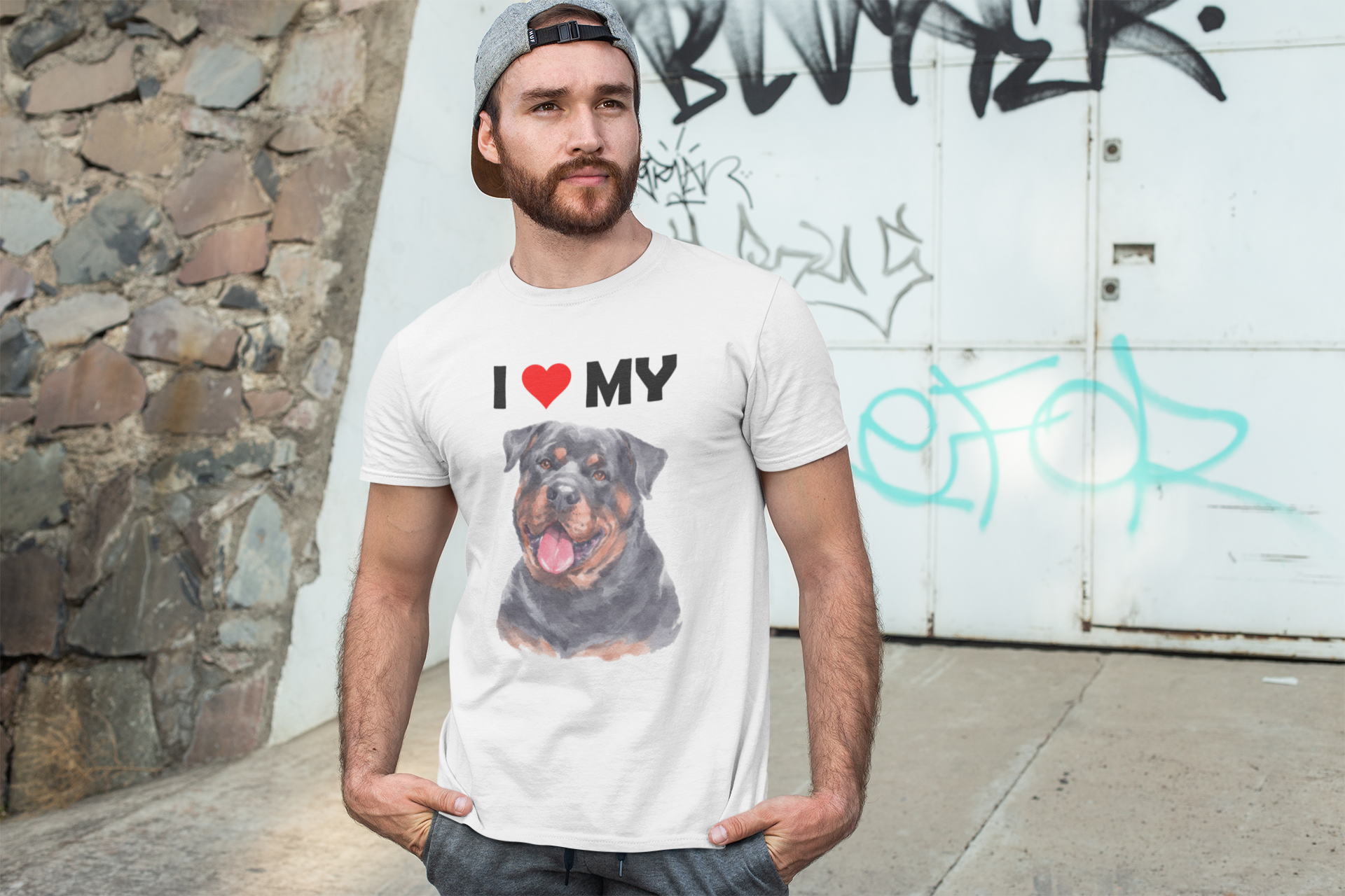 I Love My Rottweiler - Cotton T-Shirt
