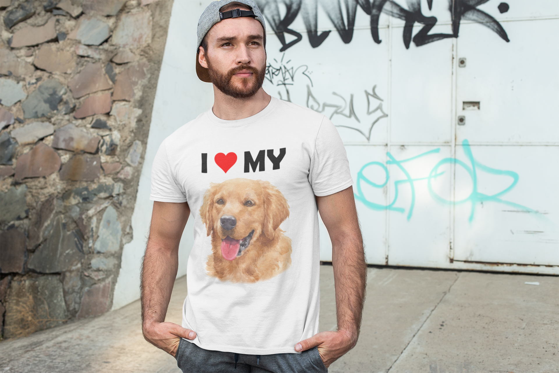 I Love My Golden Retriever -  Cotton T-Shirt