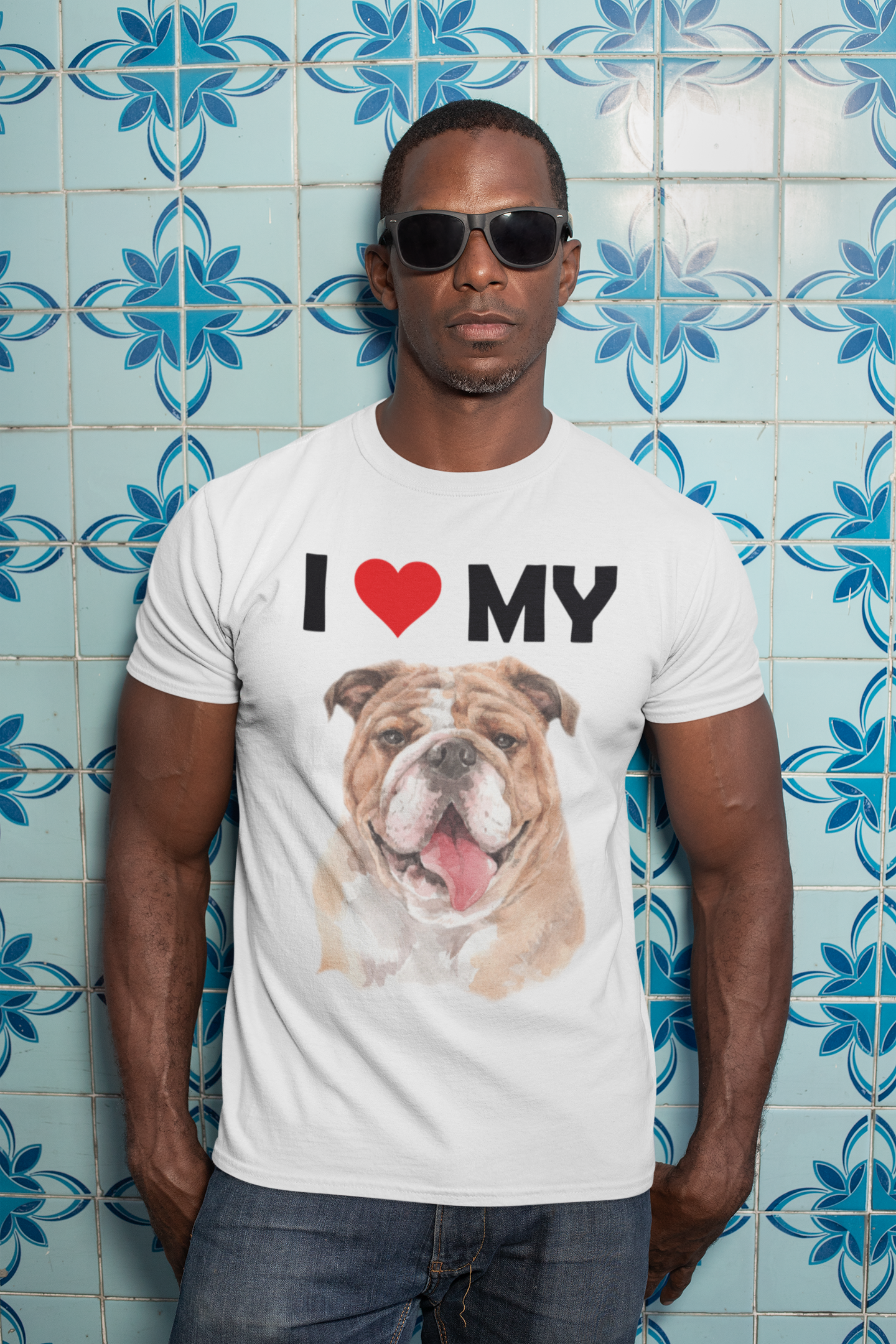 I Love My Bulldog - Cotton T-Shirt