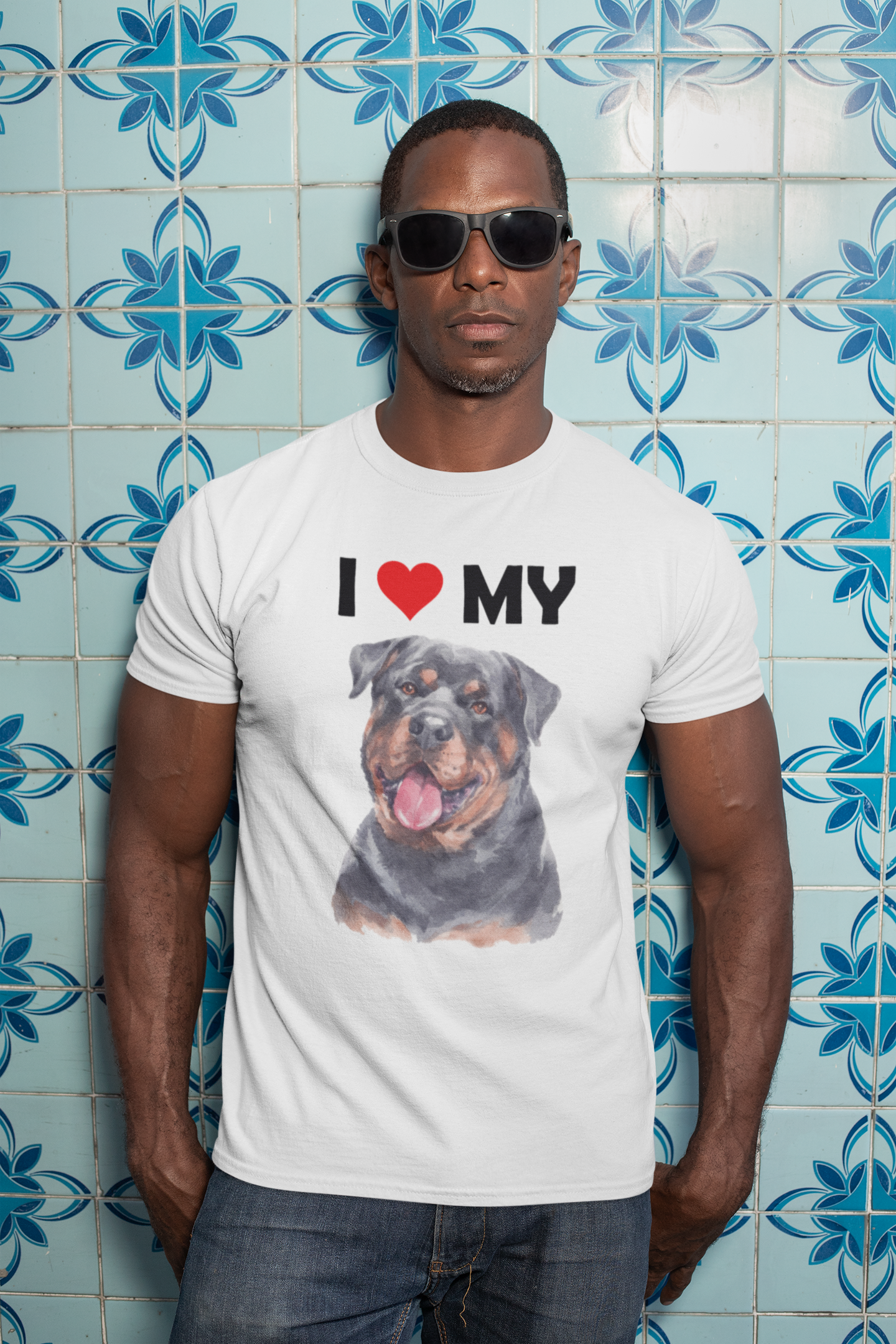 I Love My Rottweiler - Cotton T-Shirt