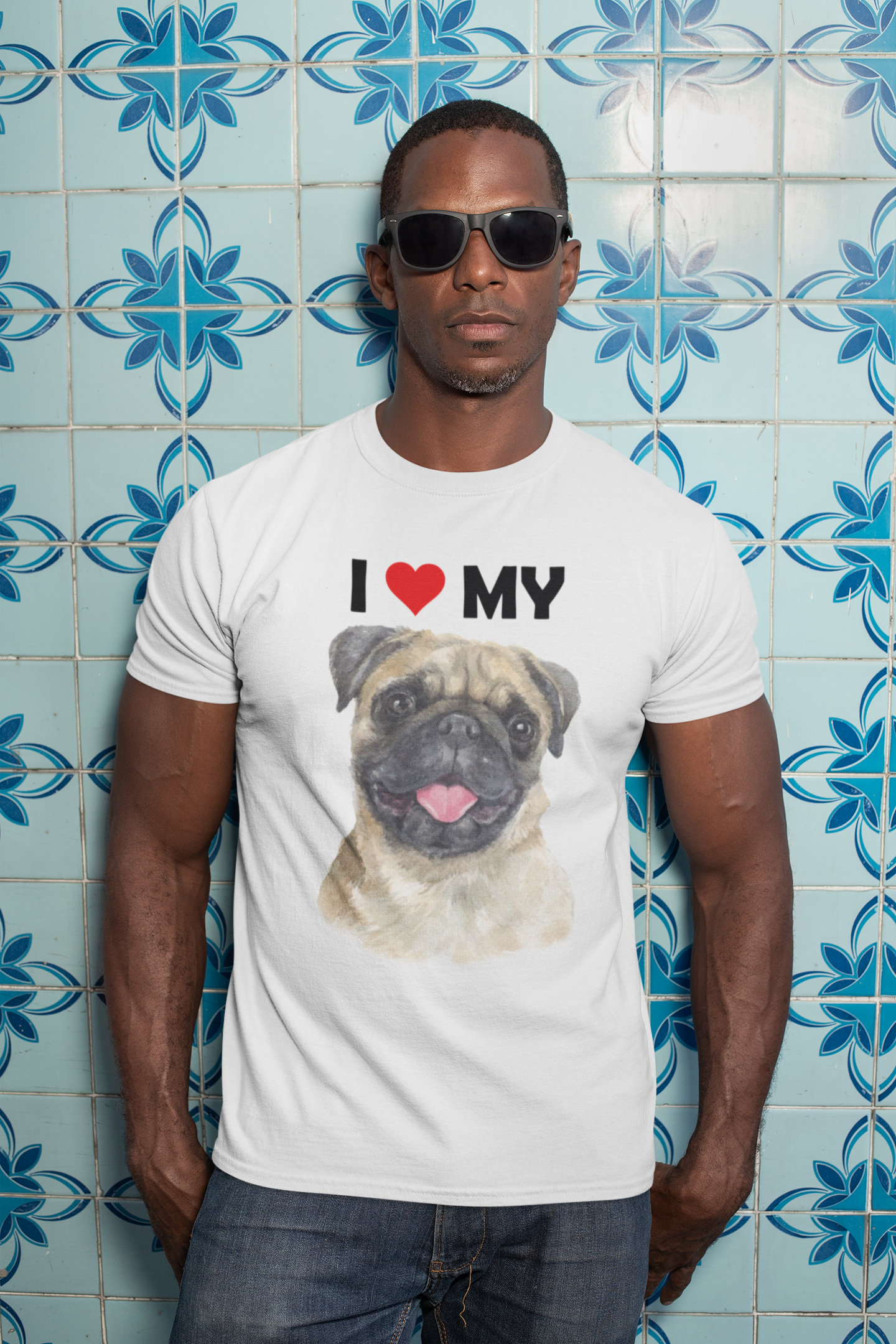 I Love My Pug - Cotton T-Shirt