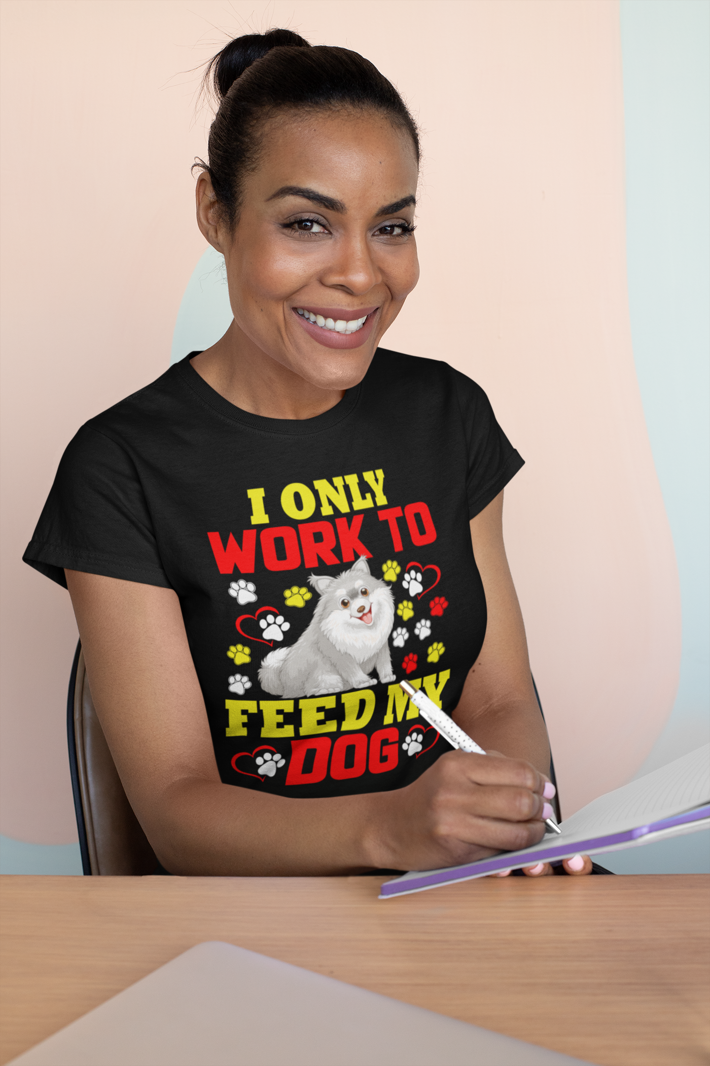I Only Work to Feed My Dog - Women's Cotton T-Shirt