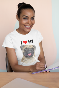 I Love My Pug - Women's Cotton T-Shirt