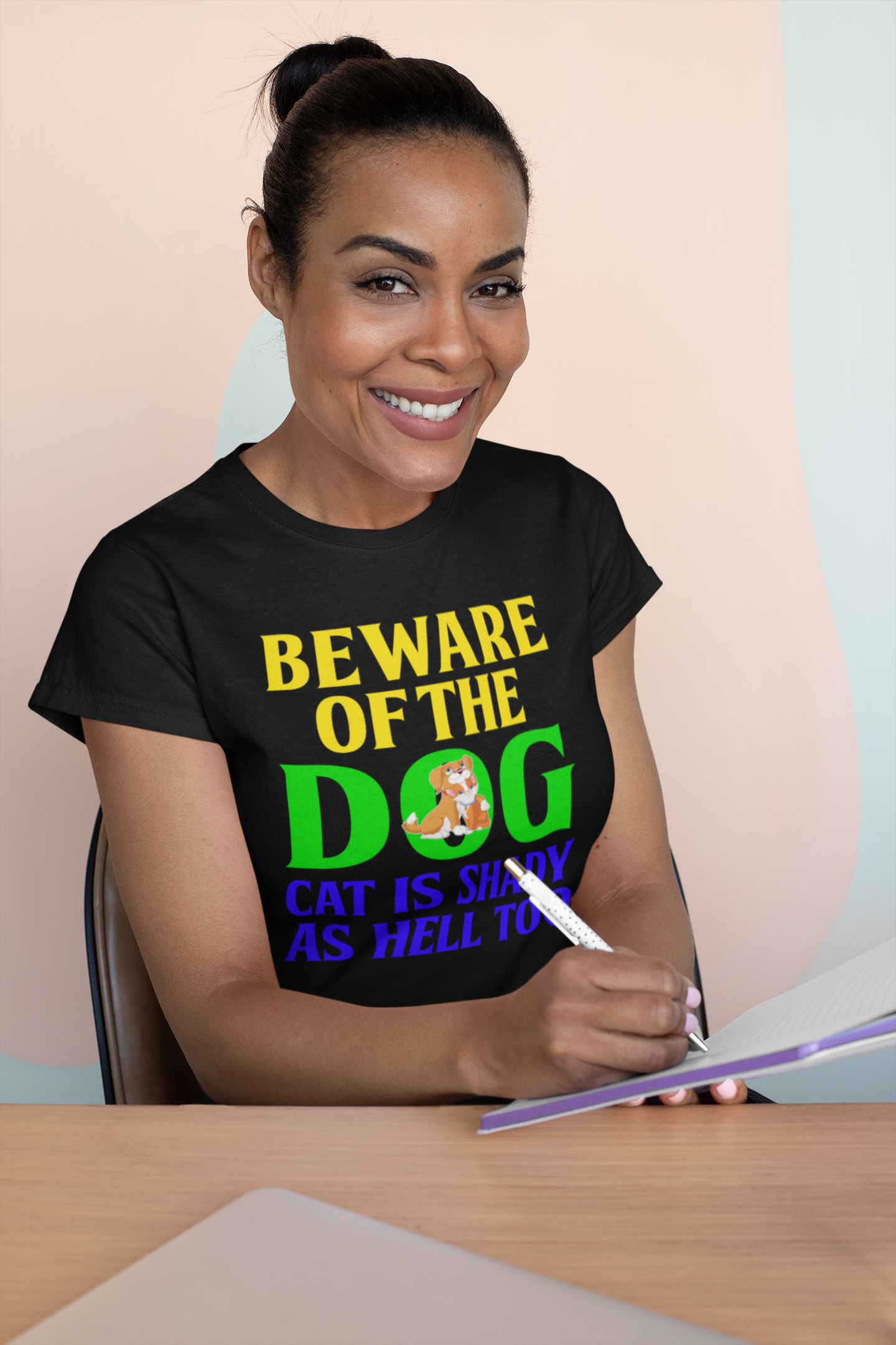 Beware of the Dog. Cat Is Shady as Hell Too - Women's Cotton T-Shirt