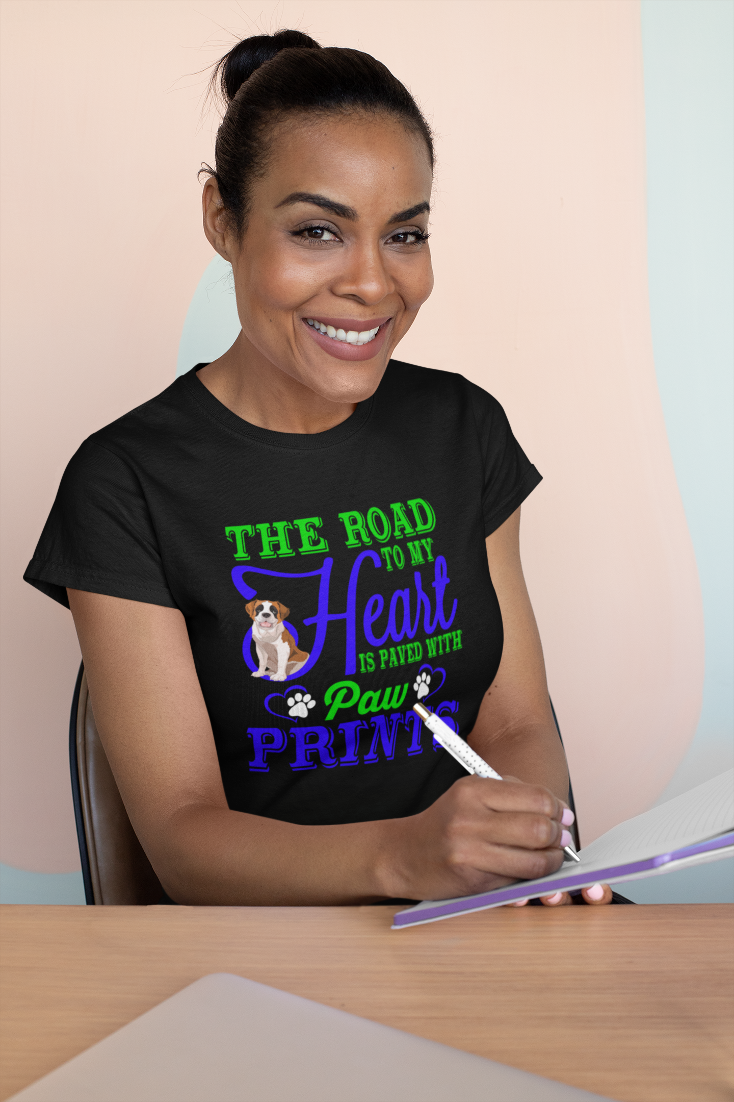 The Road to My Heart Is Paved With Paw Prints - Women's Cotton T-Shirt