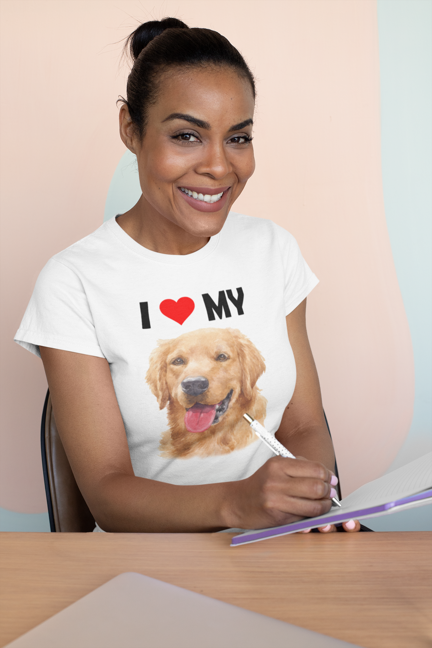 I Love My Golden Retriever - Women's Cotton T-Shirt