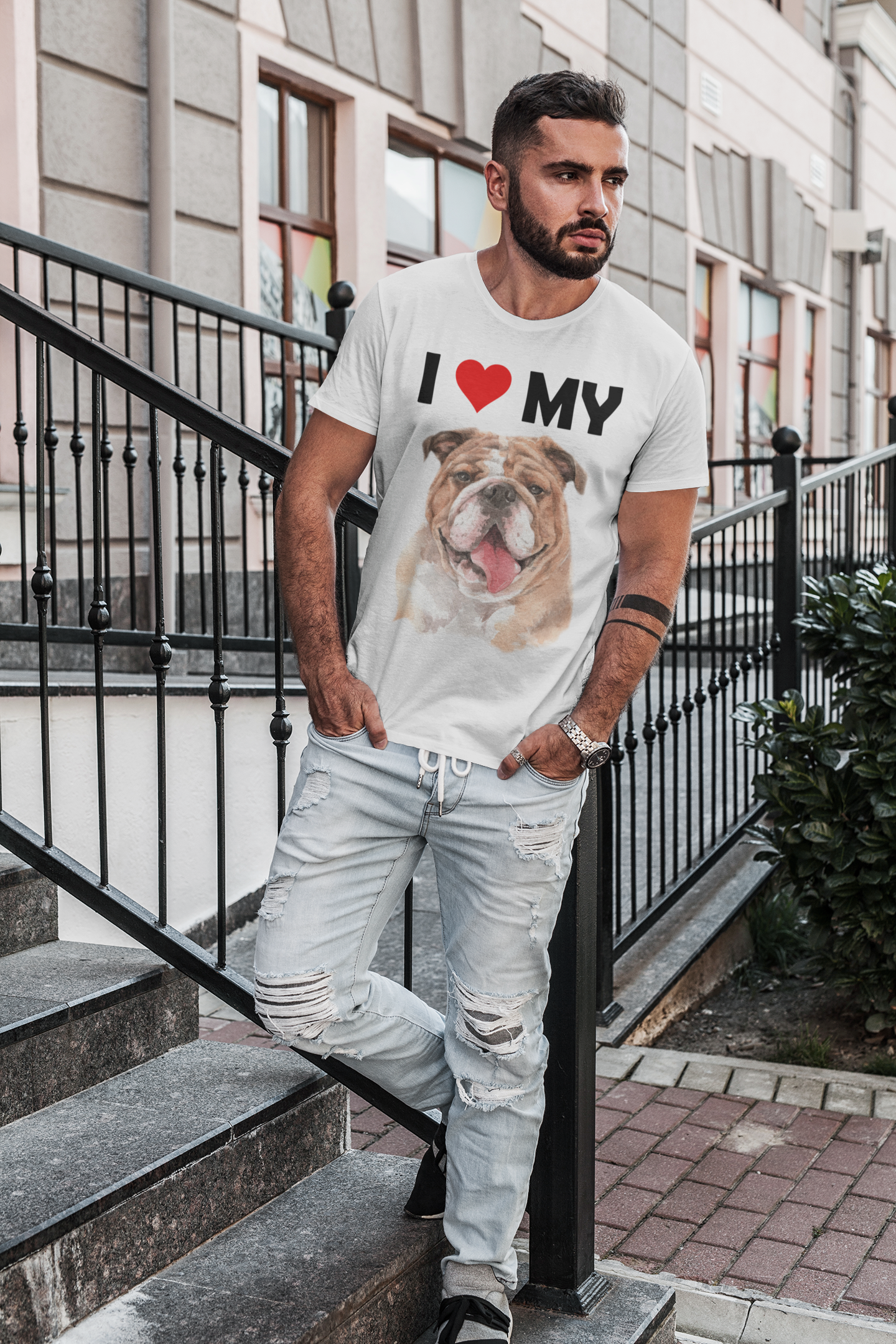 I Love My Bulldog - Cotton T-Shirt