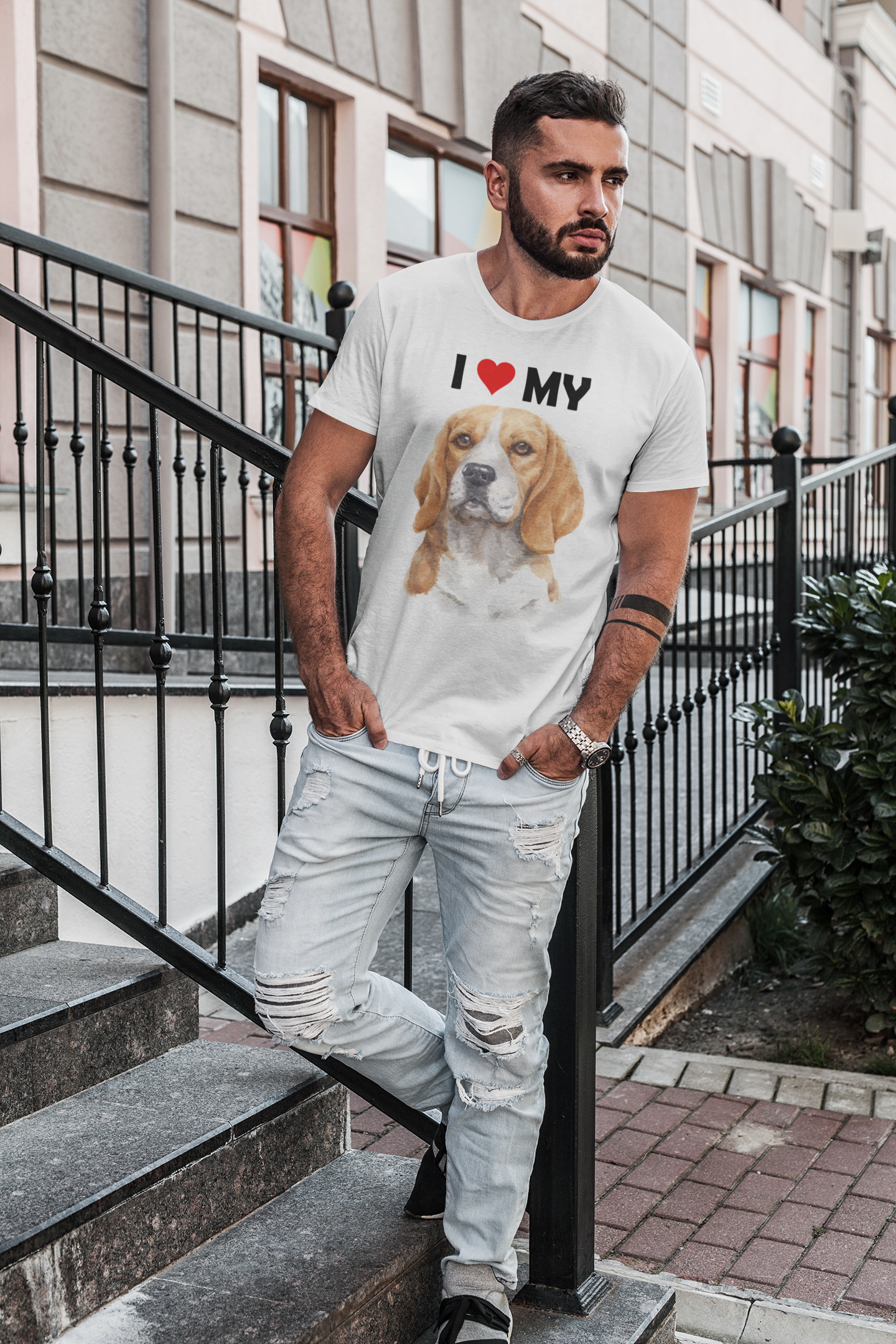 I Love My Beagle - Cotton T-Shirt