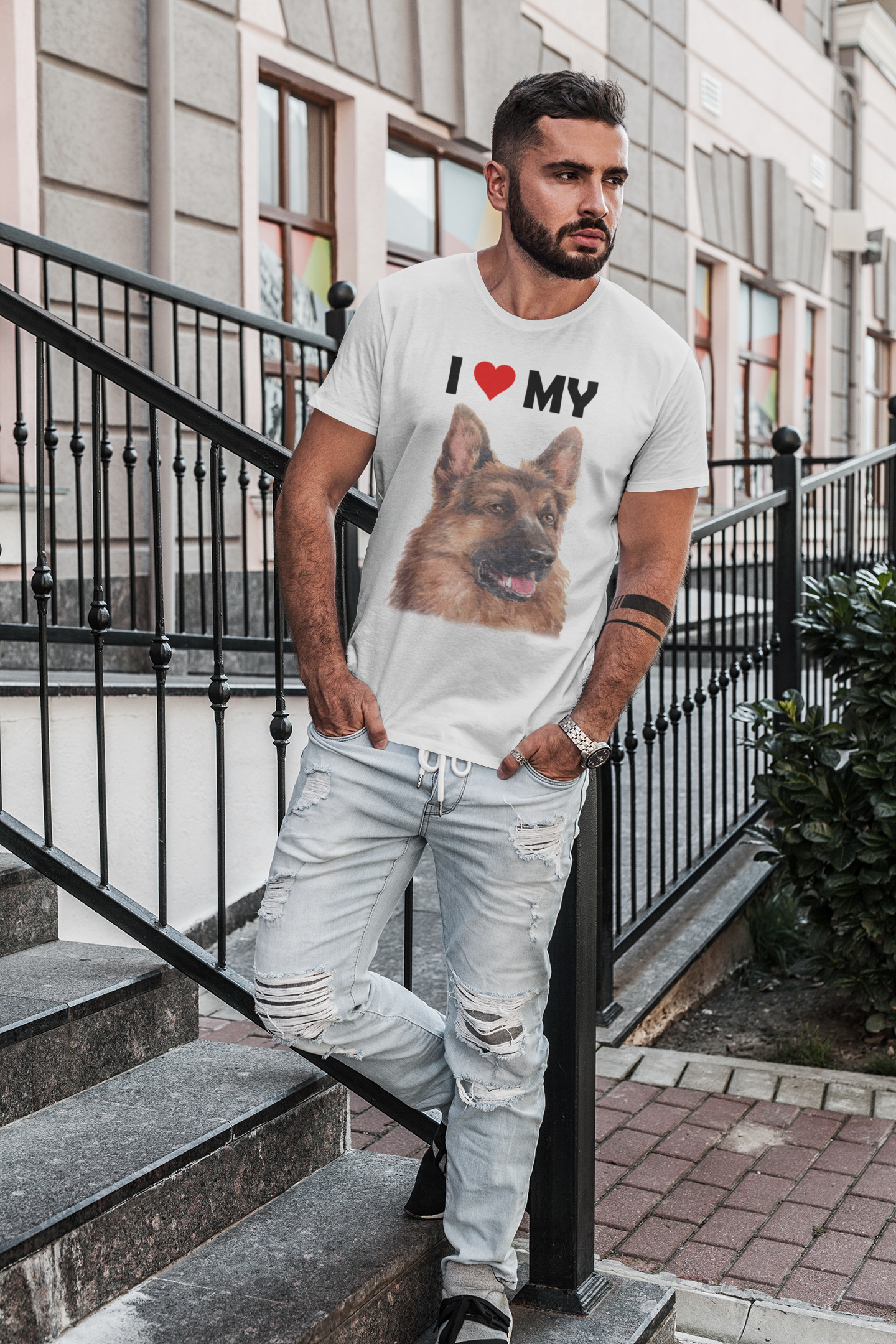 I Love My German Shepherd - Cotton T-Shirt
