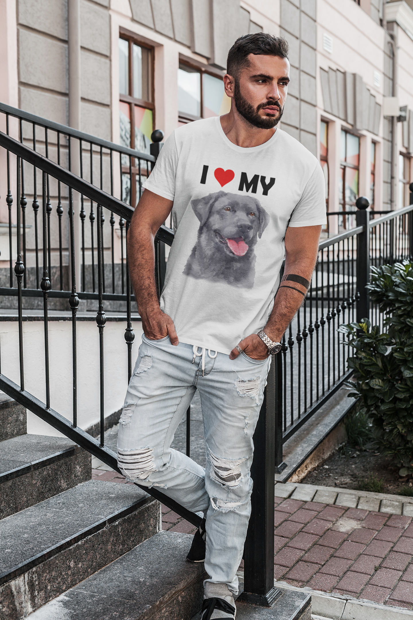 I Love My Black Labrador - Cotton T-Shirt