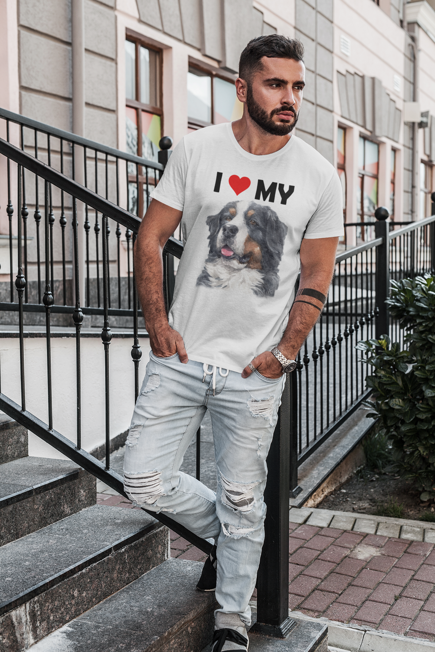 I Love My Bernese Mountain Dog - Cotton T-Shirt