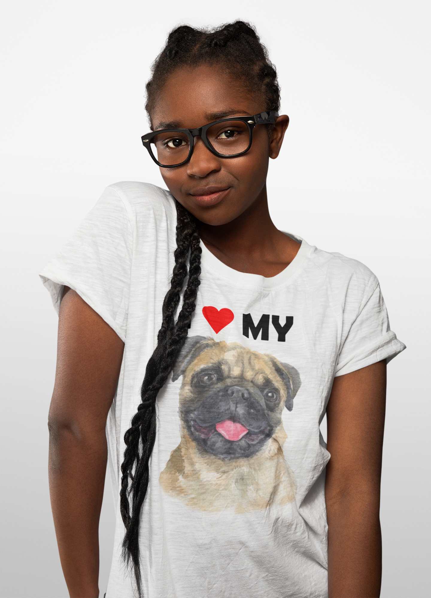 I Love My Pug - Cotton T-Shirt