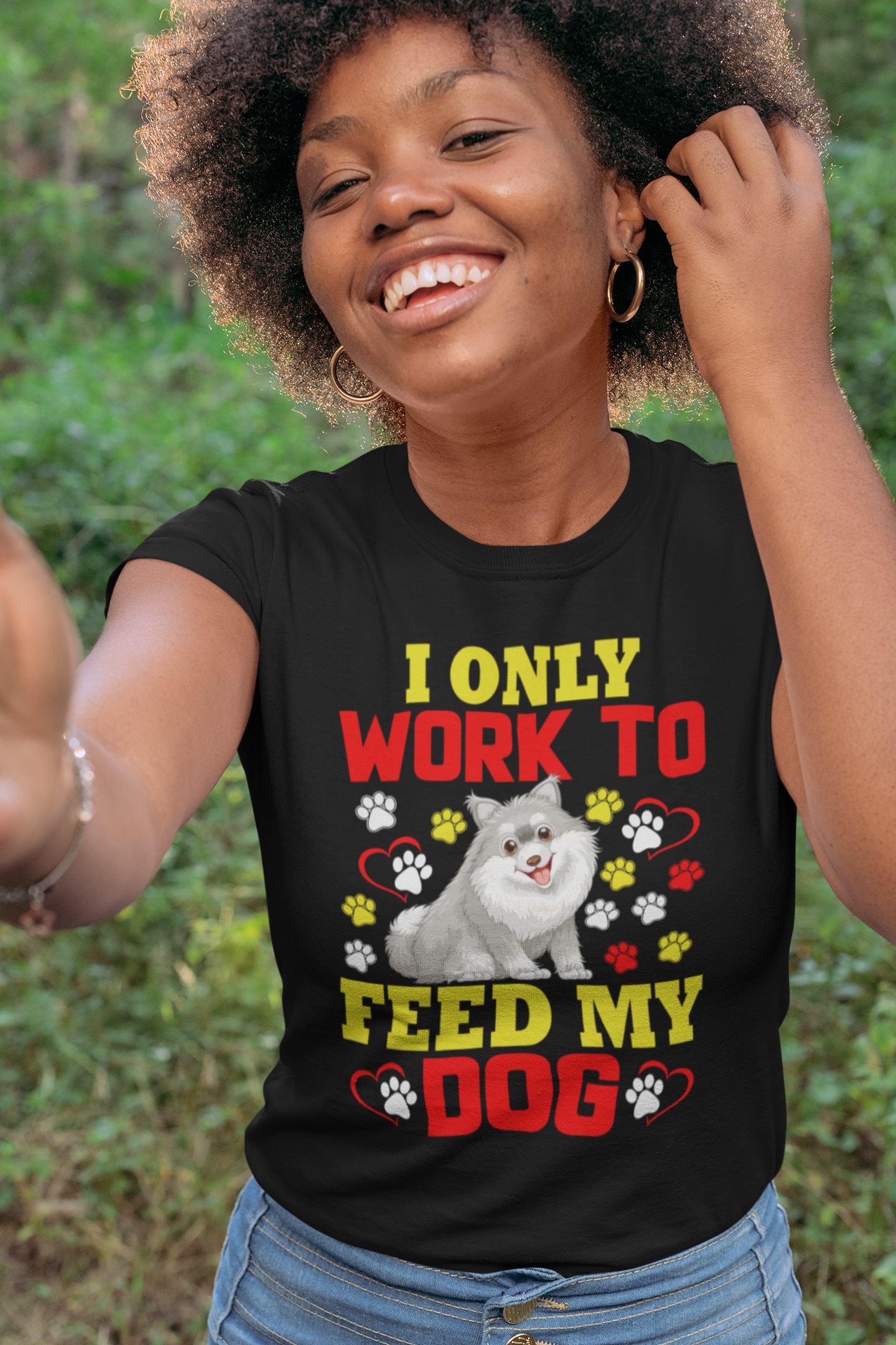 I Only Work to Feed My Dog - Women's Cotton T-Shirt