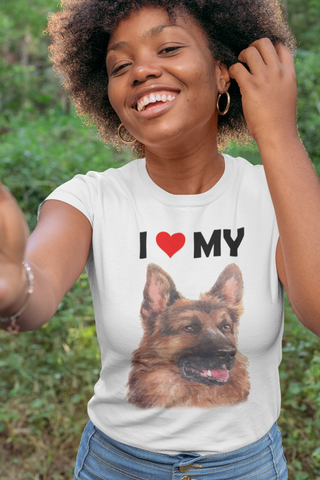 Image of I Love My German Shepherd - Women's Cotton T-Shirt