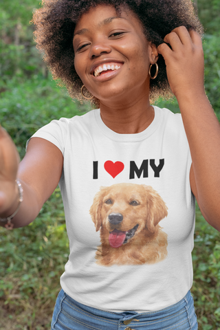 Image of I Love My Golden Retriever - Women's Cotton T-Shirt
