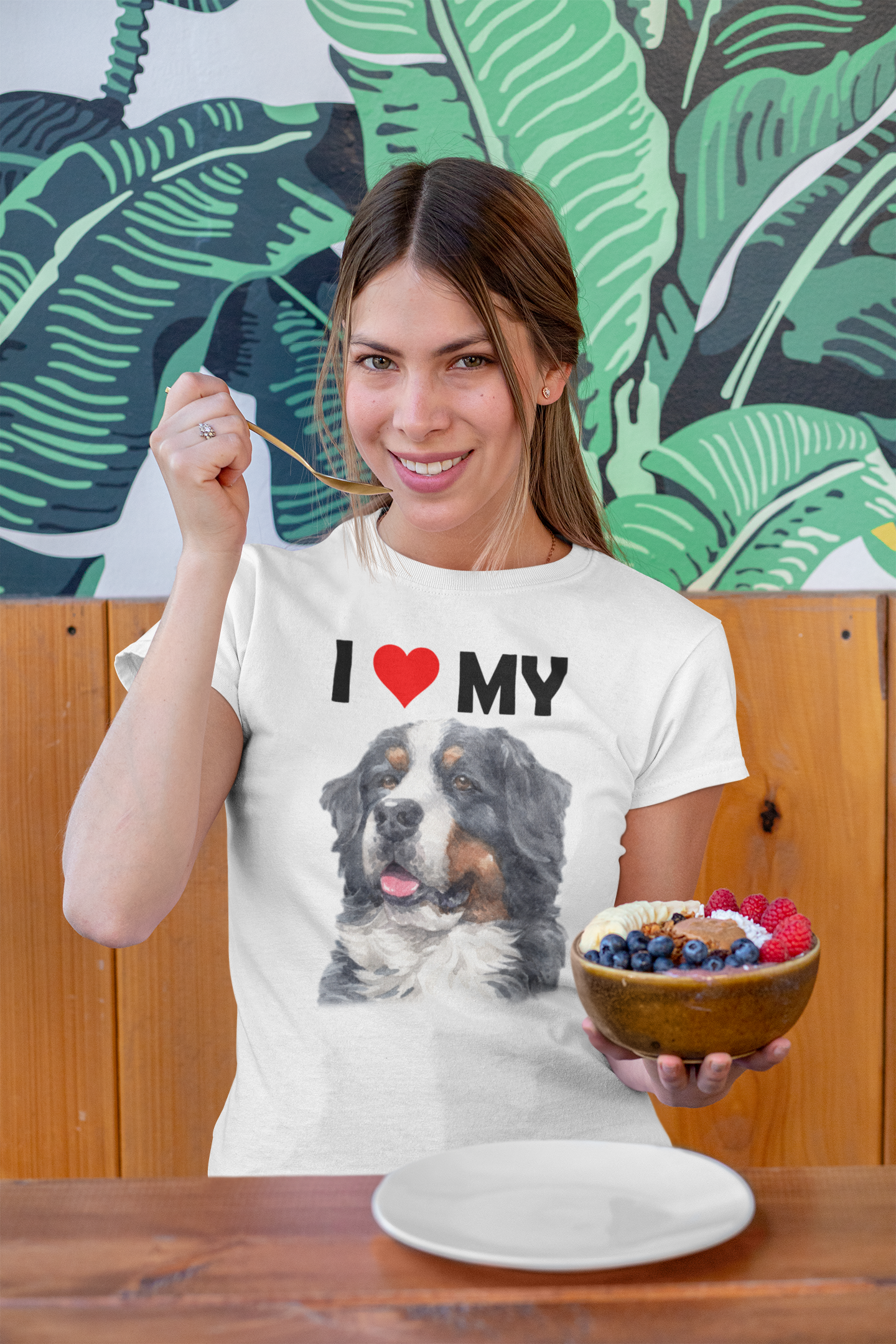 I Love My Bernese Mountain Dog - Women's Cotton T-Shirt