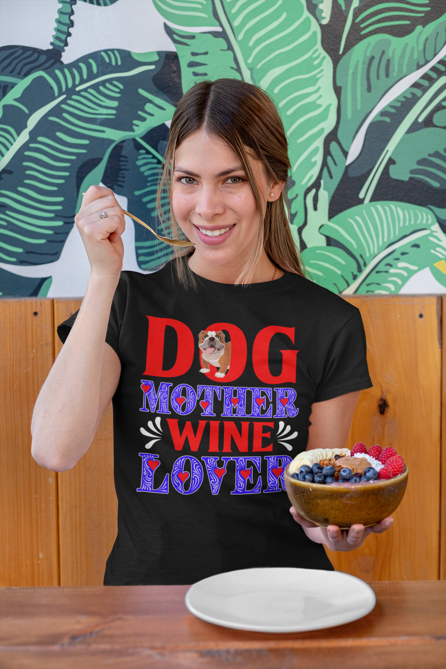 Dog Mother Wine Lover - Women's Cotton T-Shirt