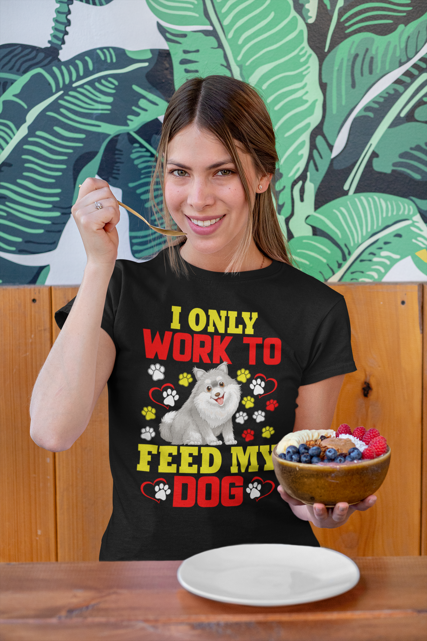 I Only Work to Feed My Dog - Women's Cotton T-Shirt