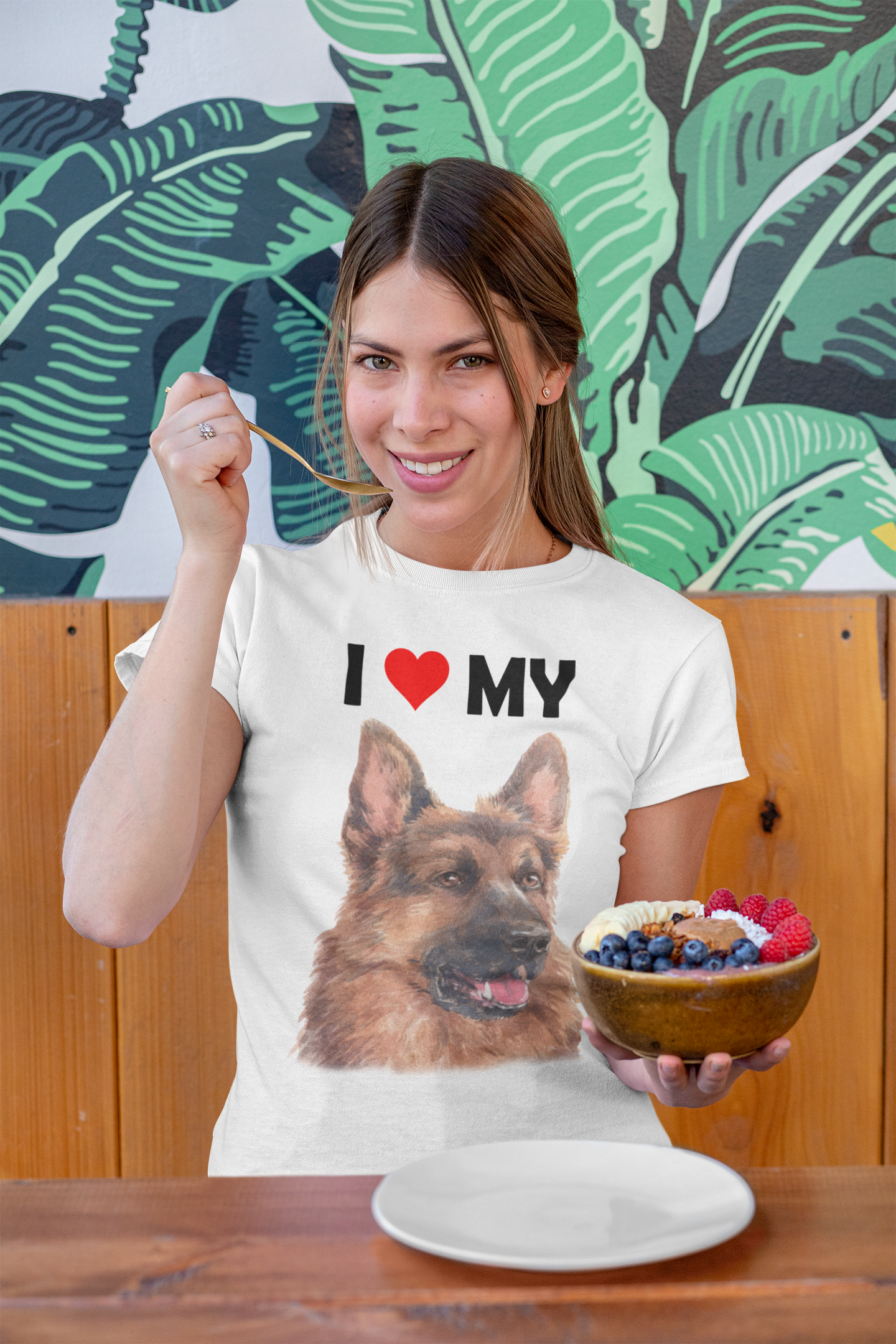 I Love My German Shepherd - Women's Cotton T-Shirt