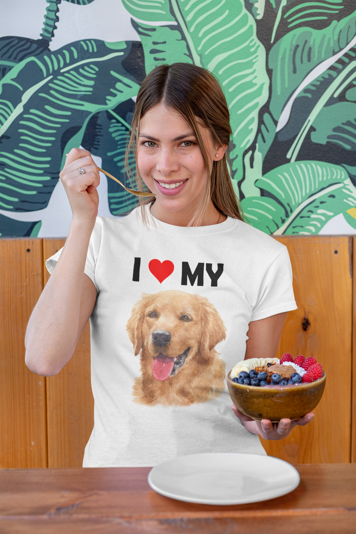 I Love My Golden Retriever - Women's Cotton T-Shirt