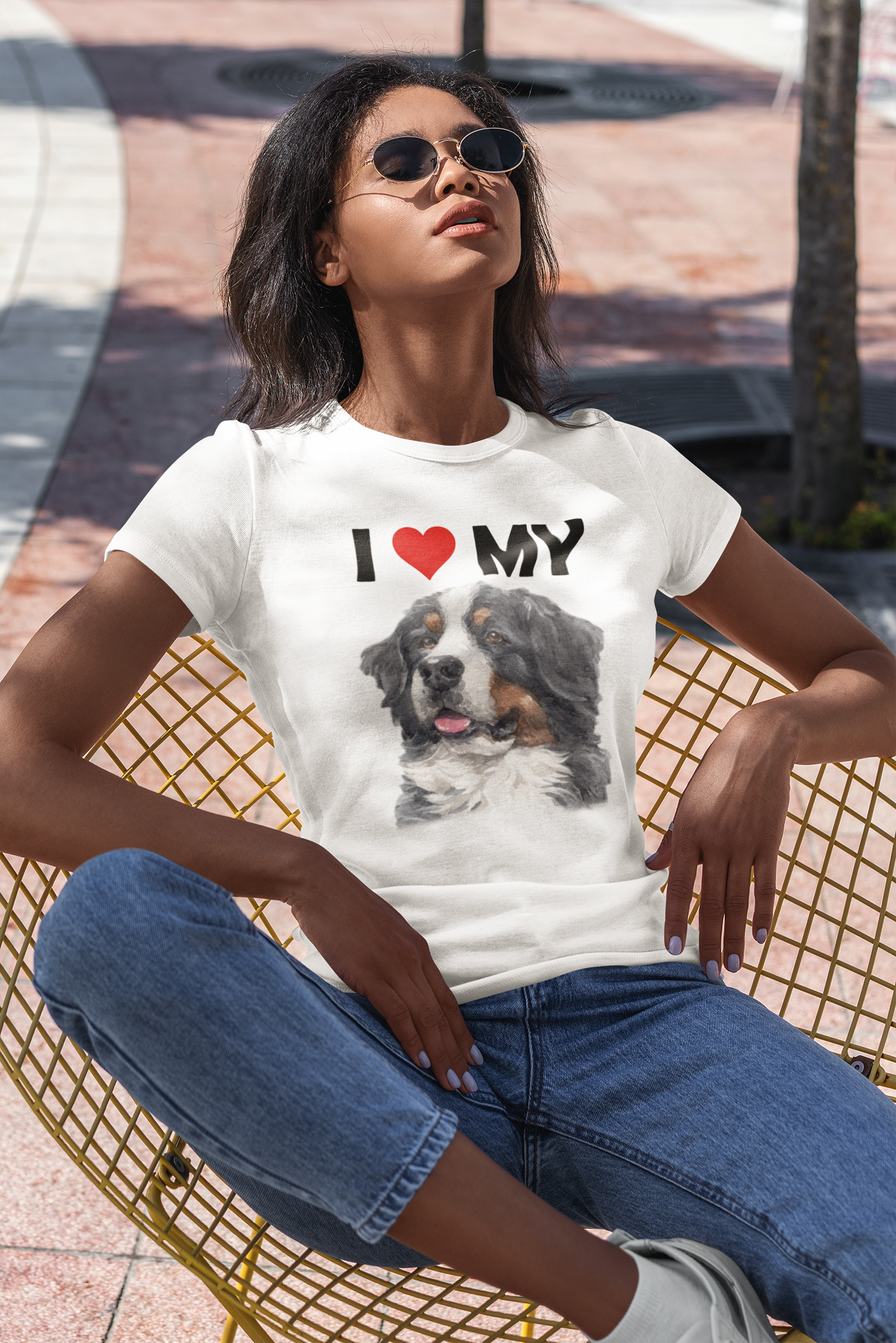 I Love My Bernese Mountain Dog - Women's Cotton T-Shirt