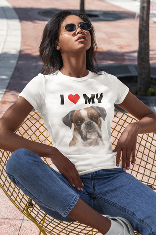 Image of I Love My Boxer - Women's Cotton T-Shirt