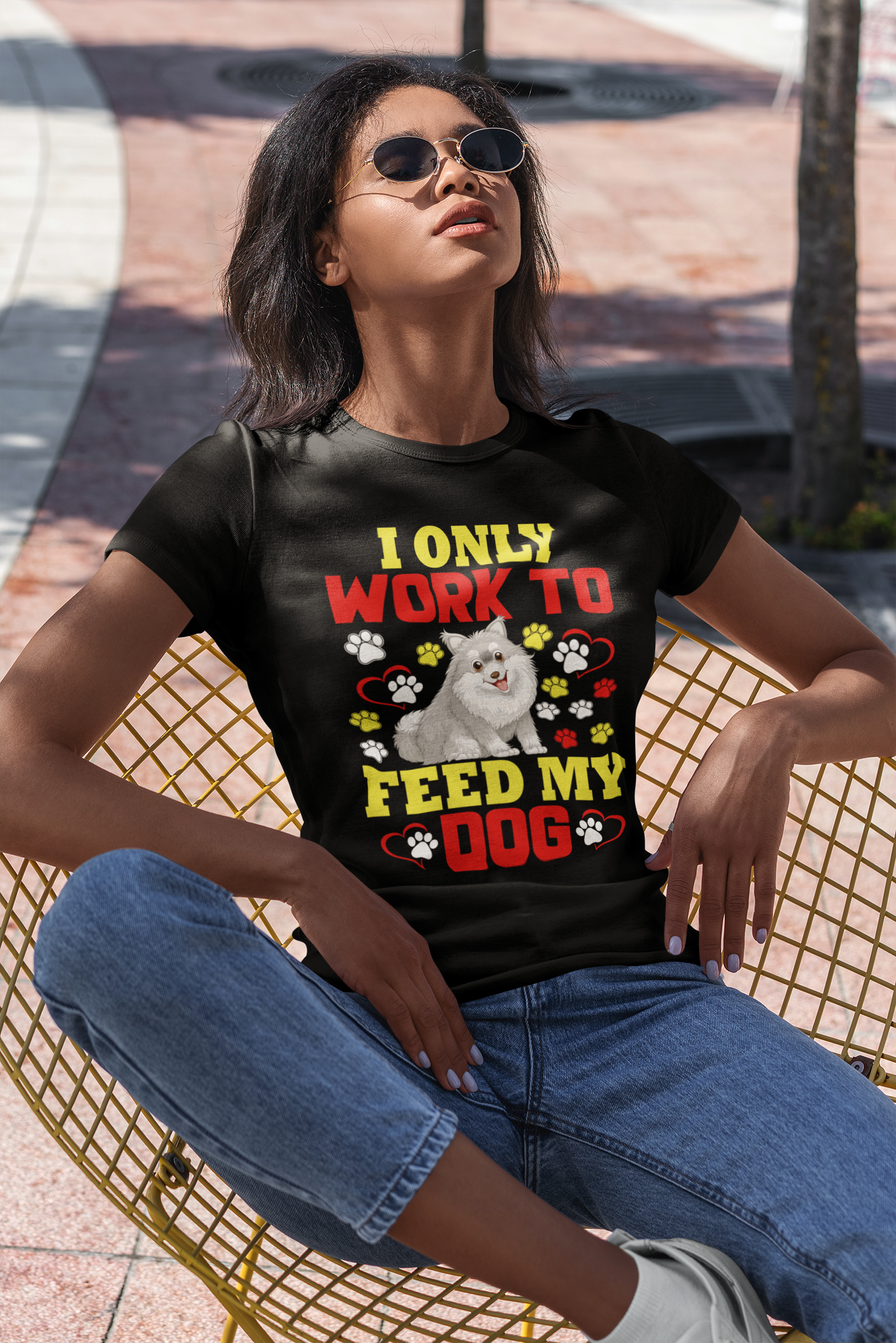 I Only Work to Feed My Dog - Women's Cotton T-Shirt