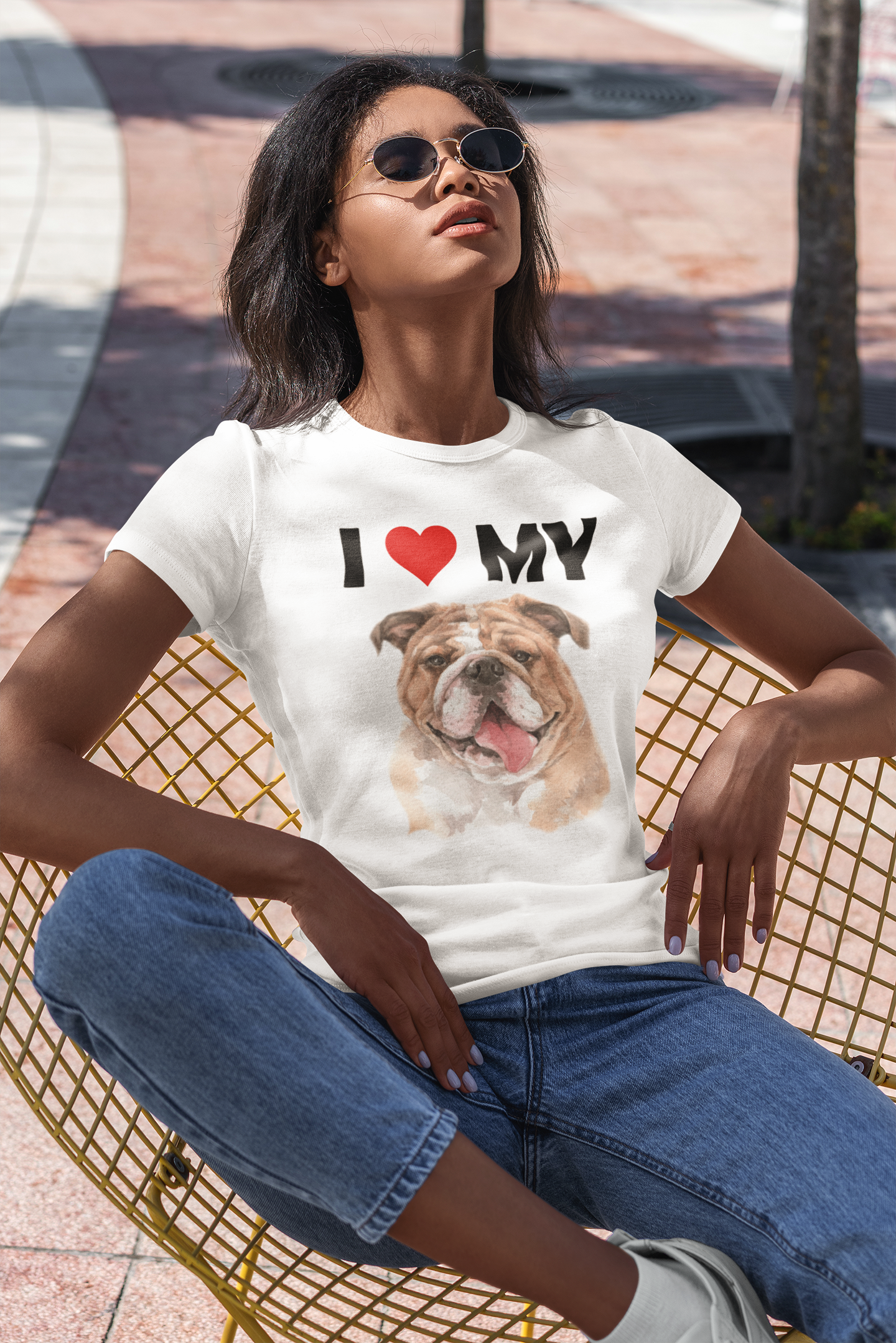 I Love My Bulldog - Women's Cotton T-Shirt