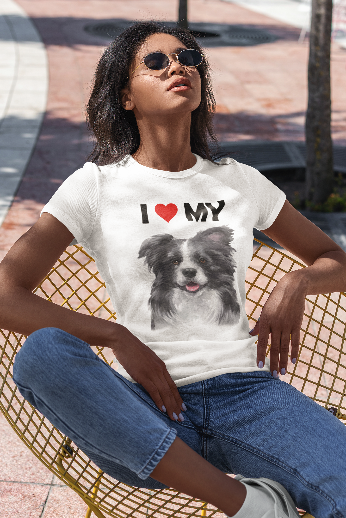 I Love My Border Collie - Women's Cotton T-Shirt