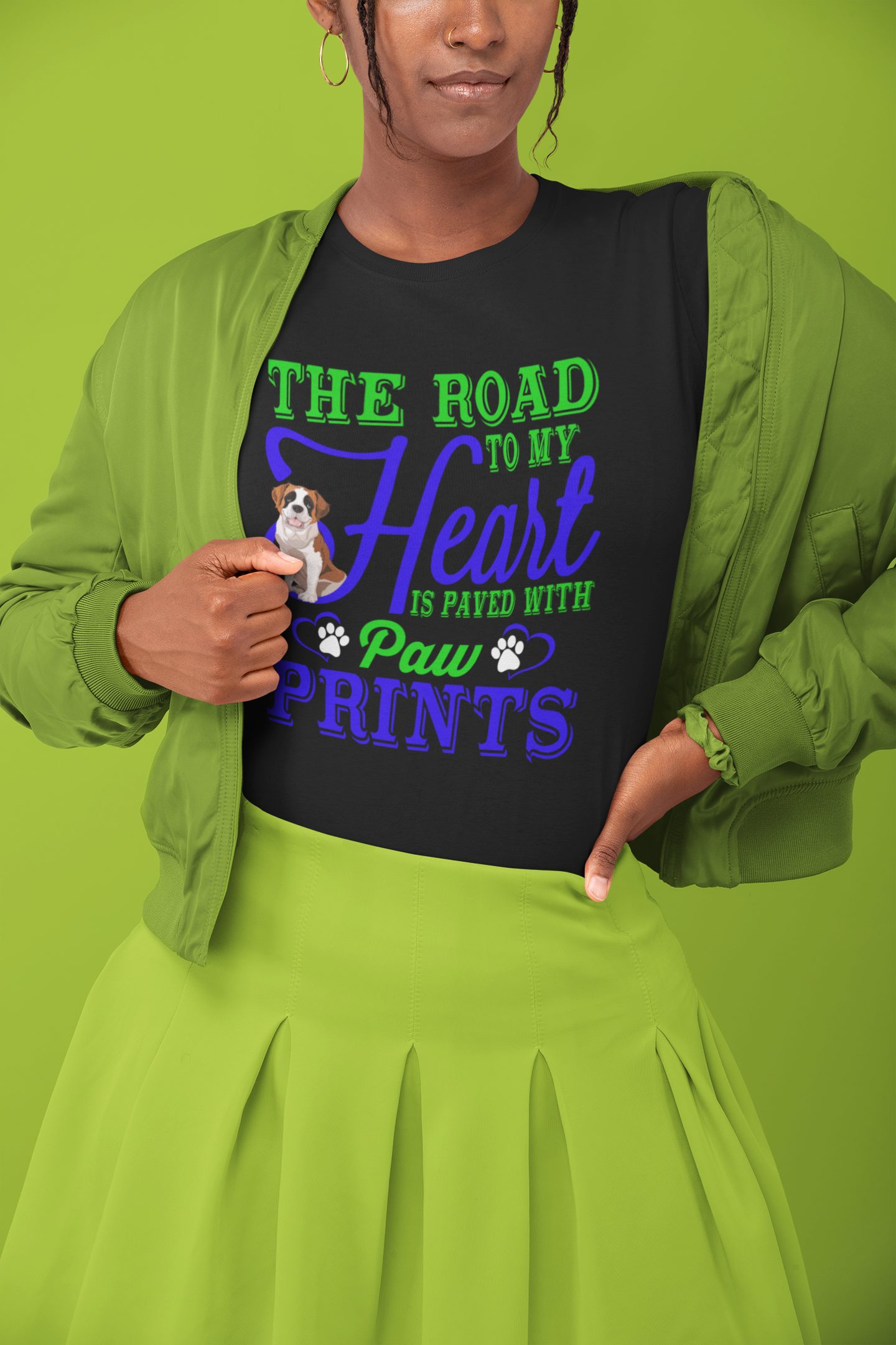 The Road to My Heart Is Paved With Paw Prints - Cotton T-Shirt