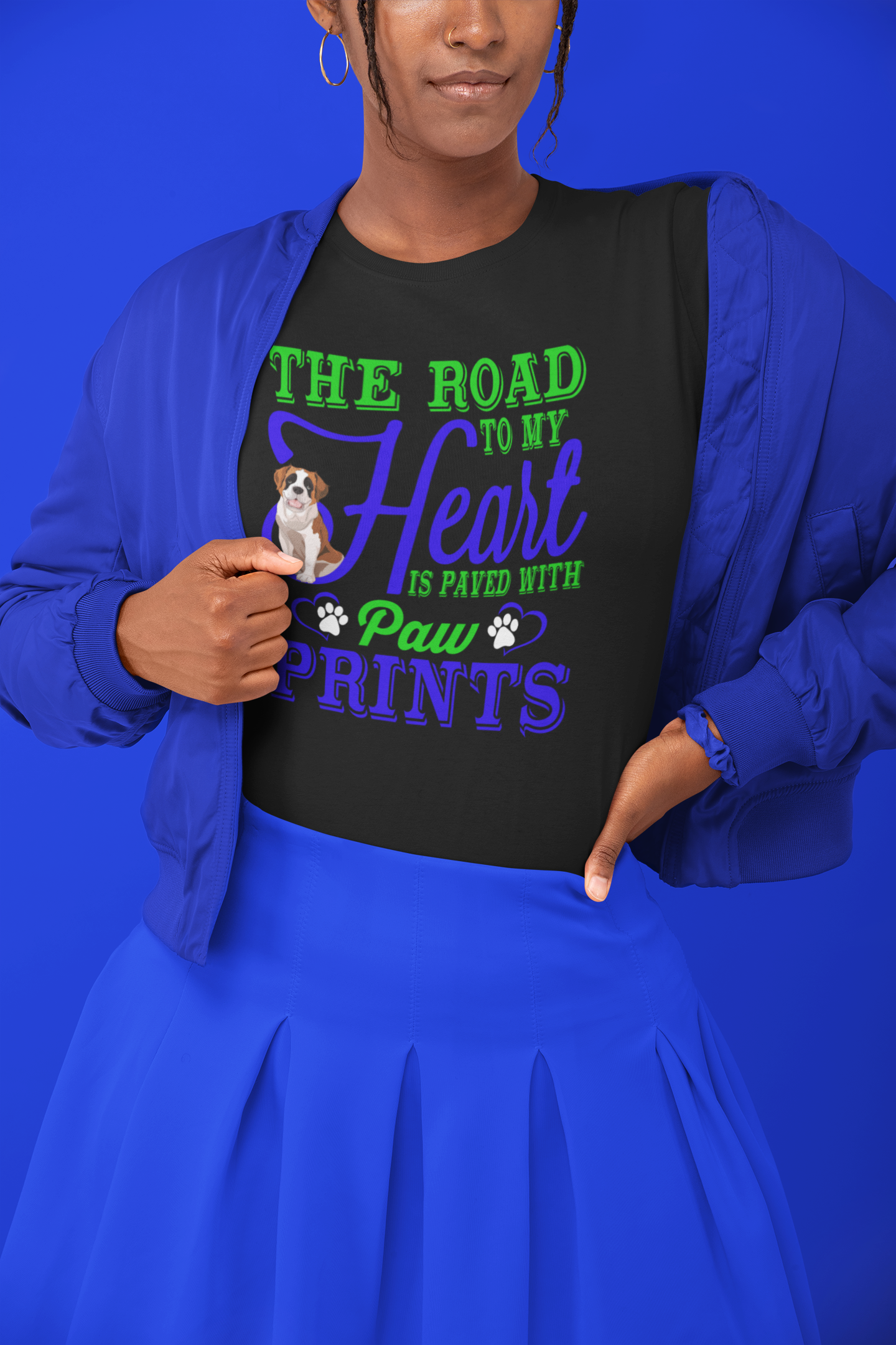 The Road to My Heart Is Paved With Paw Prints - Women's Cotton T-Shirt