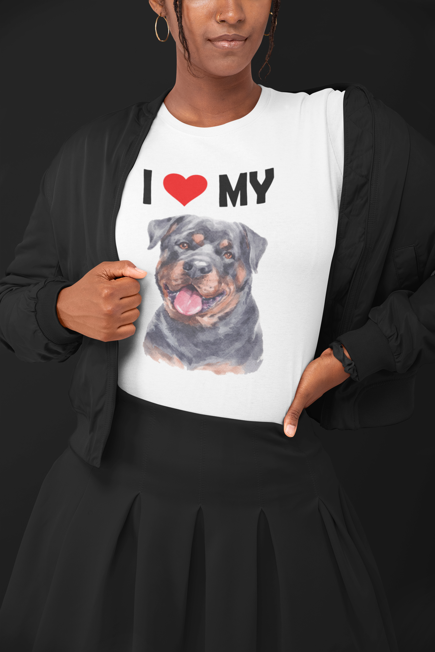 I Love My Rottweiler - Women's Cotton T-Shirt