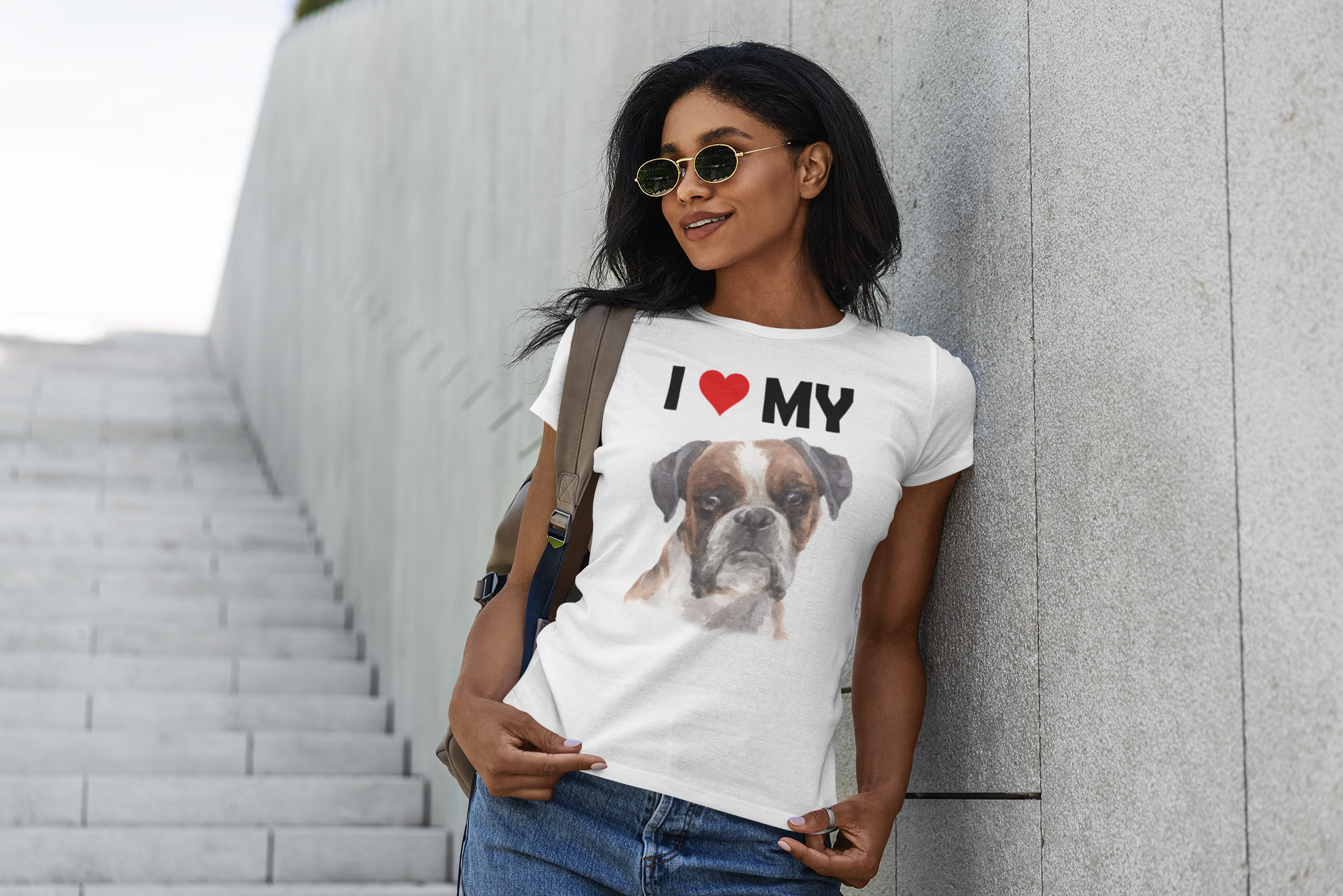 I Love My Boxer - Women's Cotton T-Shirt